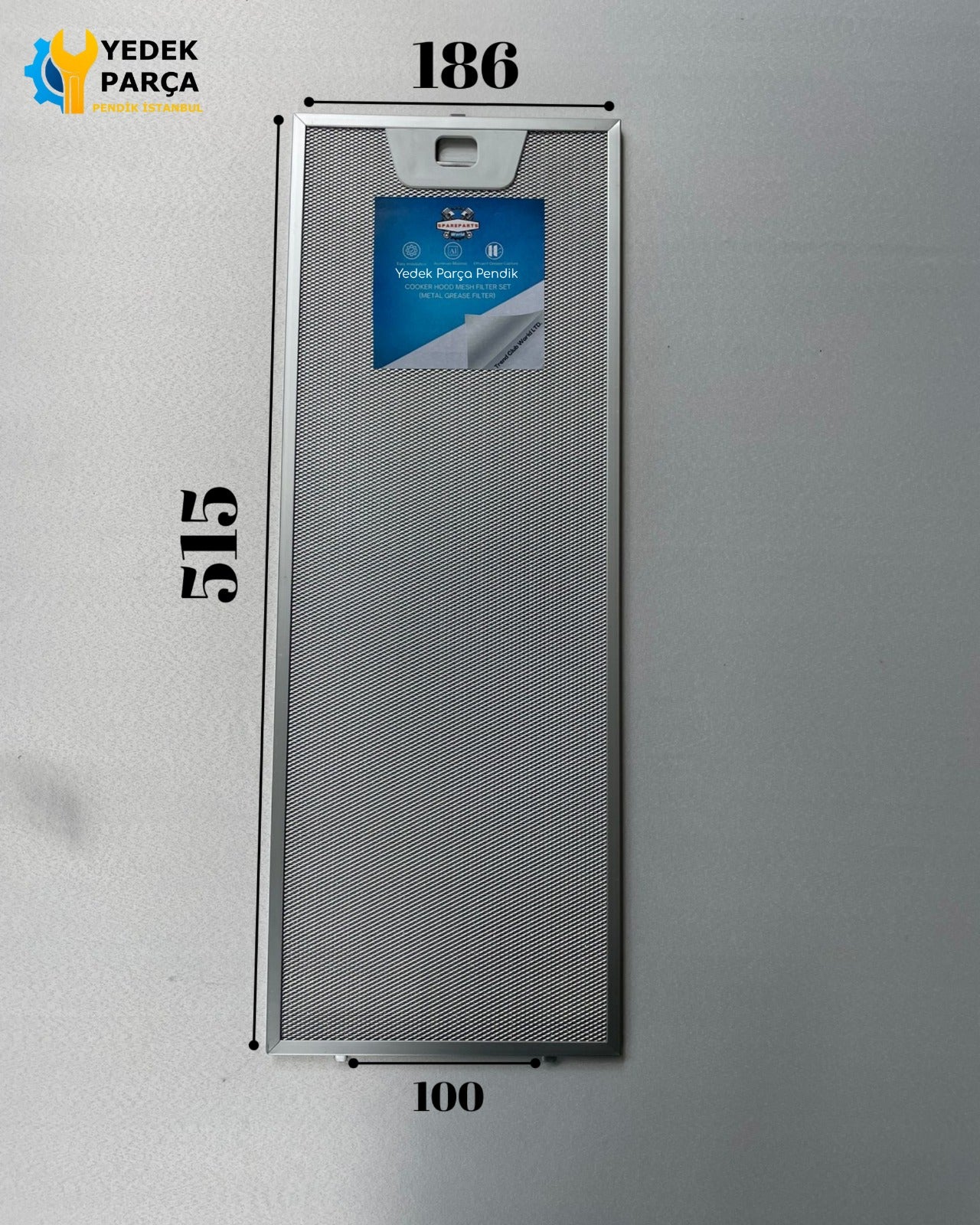 186x515 mm | Aspiratör & Davlumbaz Tel Yağ Filtresi | Model: 00660222 - 133.0176.353 | 18,6x51,5 cm