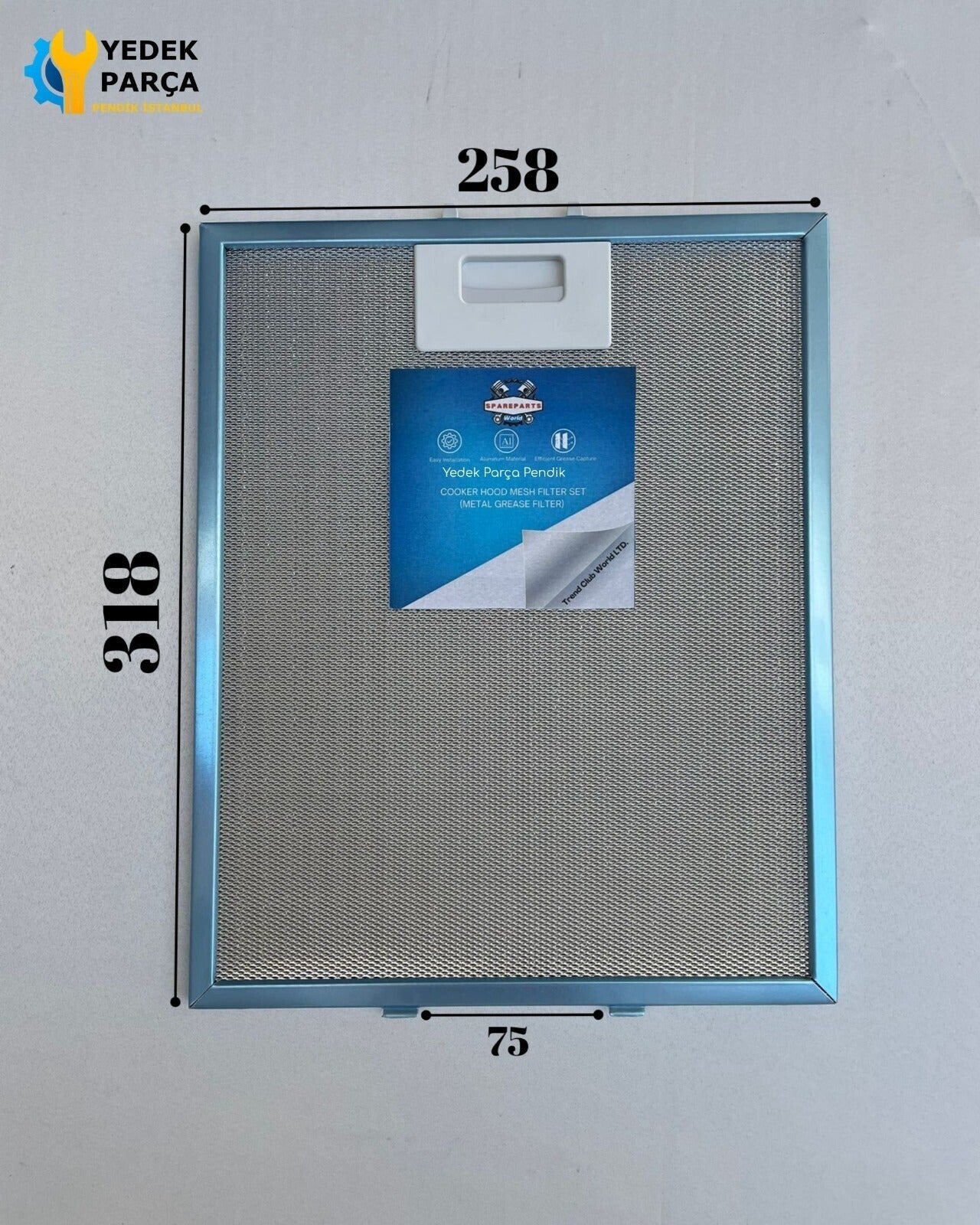 Hotpoint: HE9TIXAQ | 258x318 mm | Aspiratör & Davlumbaz Tel Yağ Filtresi | Model: 481248058332 - C00268543 | 25,8x31,86 cm