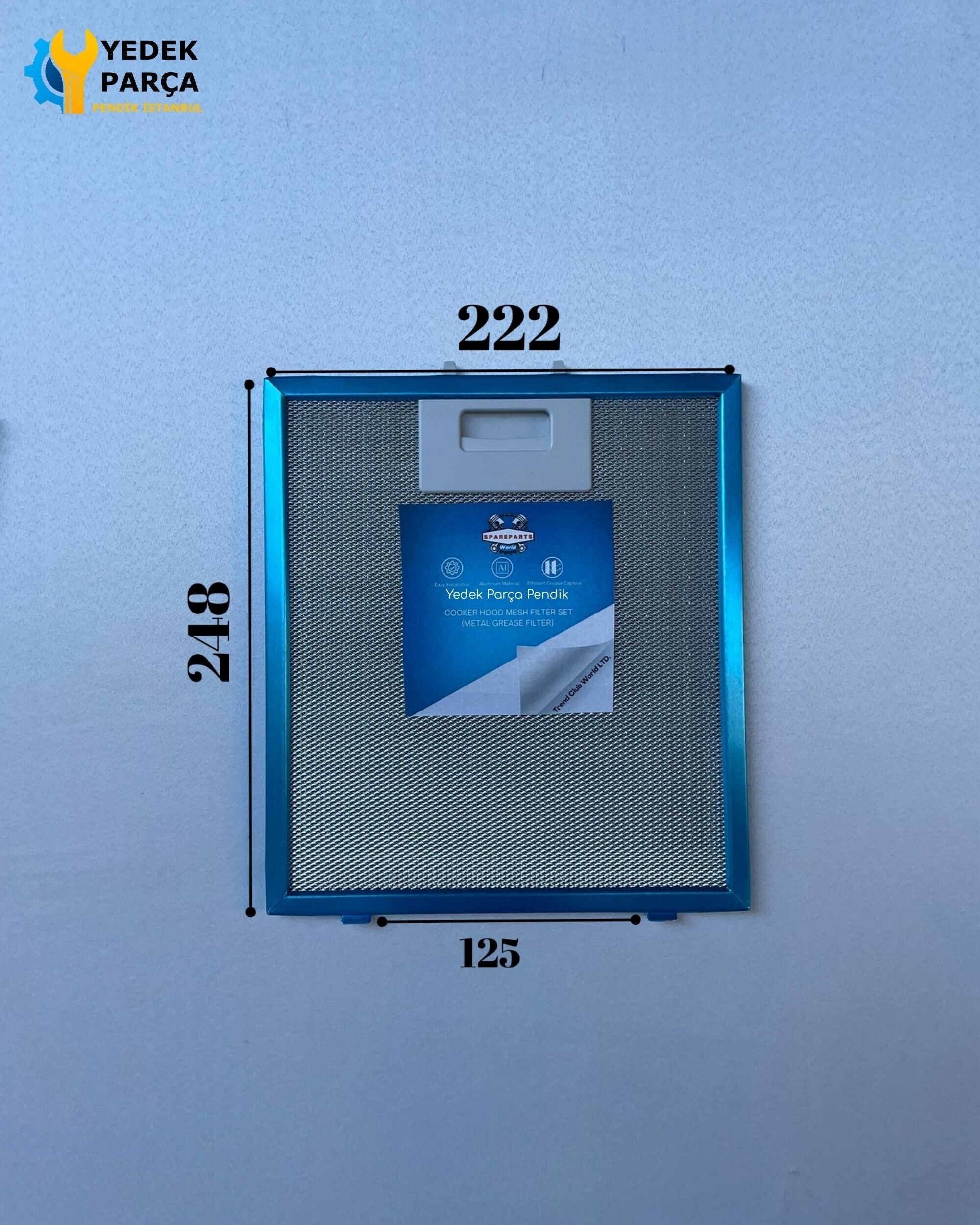 Ciarko: CRN90 | 222x248 mm | Aspiratör & Davlumbaz Tel Yağ Filtresi | Model: 50299664008 - C00344909 | 22,2x24,8 cm