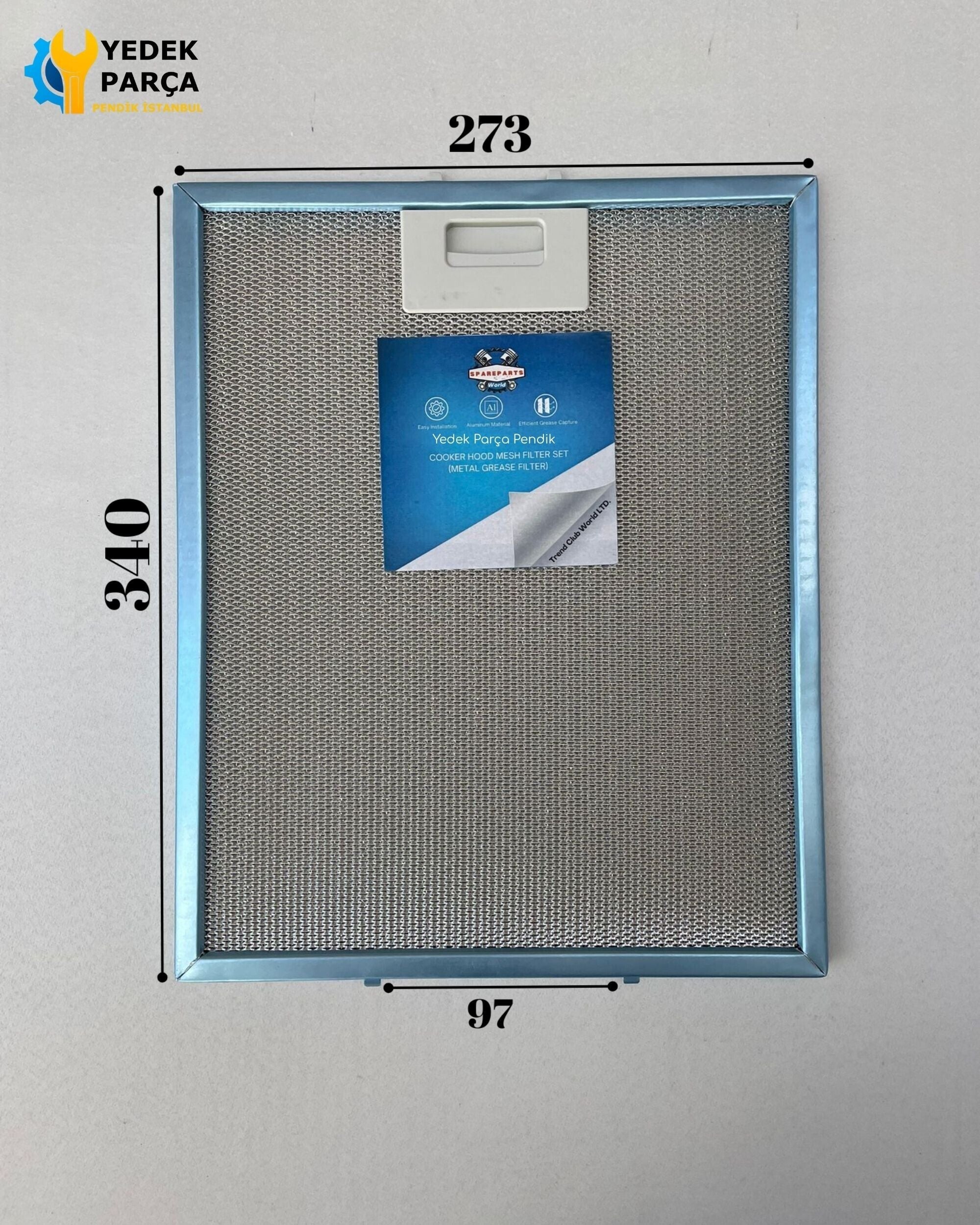 273x340 mm | Aspiratör & Davlumbaz Tel Yağ Filtresi | Model: 81484013 | 27,3x34 cm