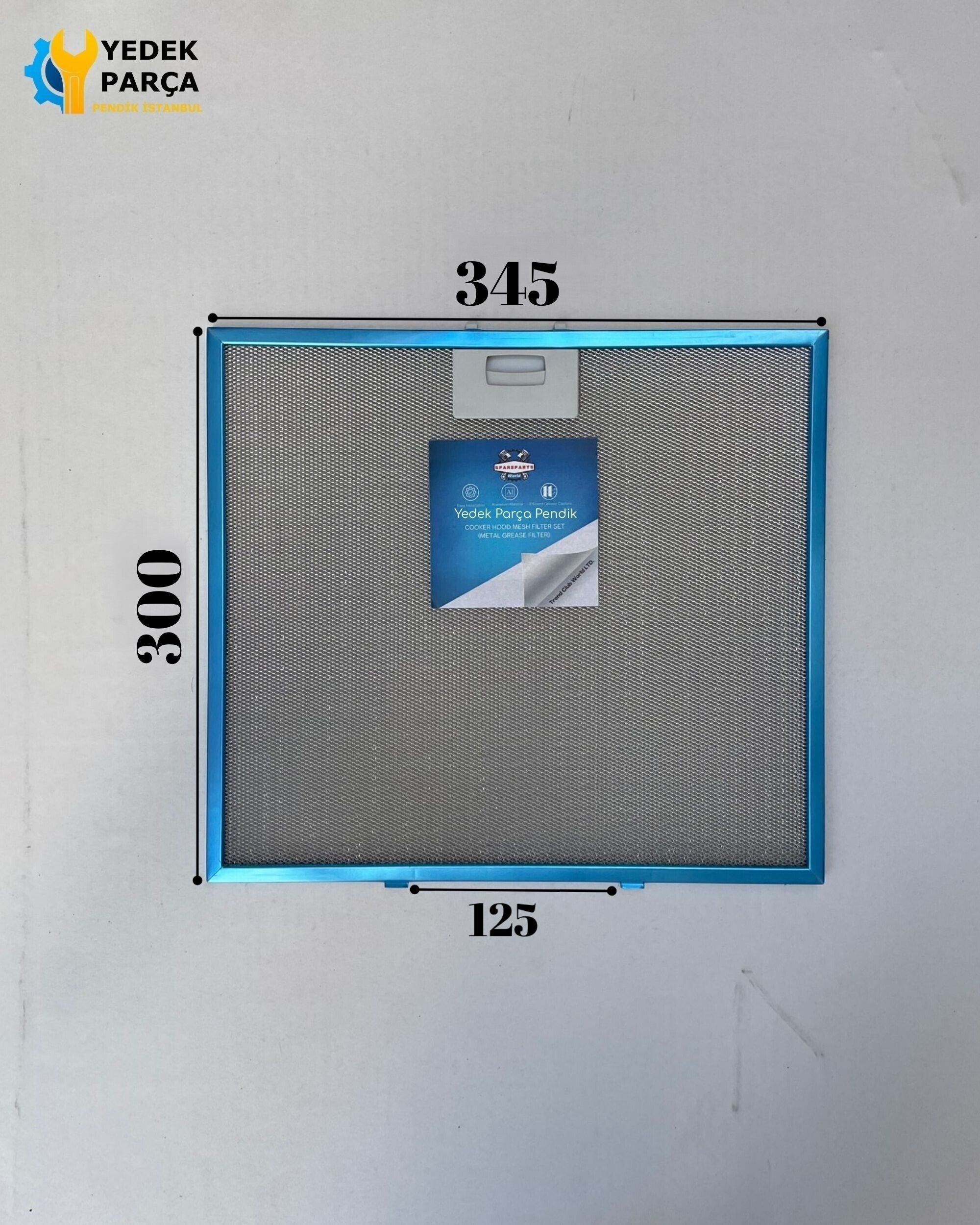 Arçelik: ADE606S | YATIK DAVLUMBAZ | 345x300 mm | Aspiratör & Davlumbaz Tel Yağ Filtresi | Model: 9197061918 | 34,5x30 cm