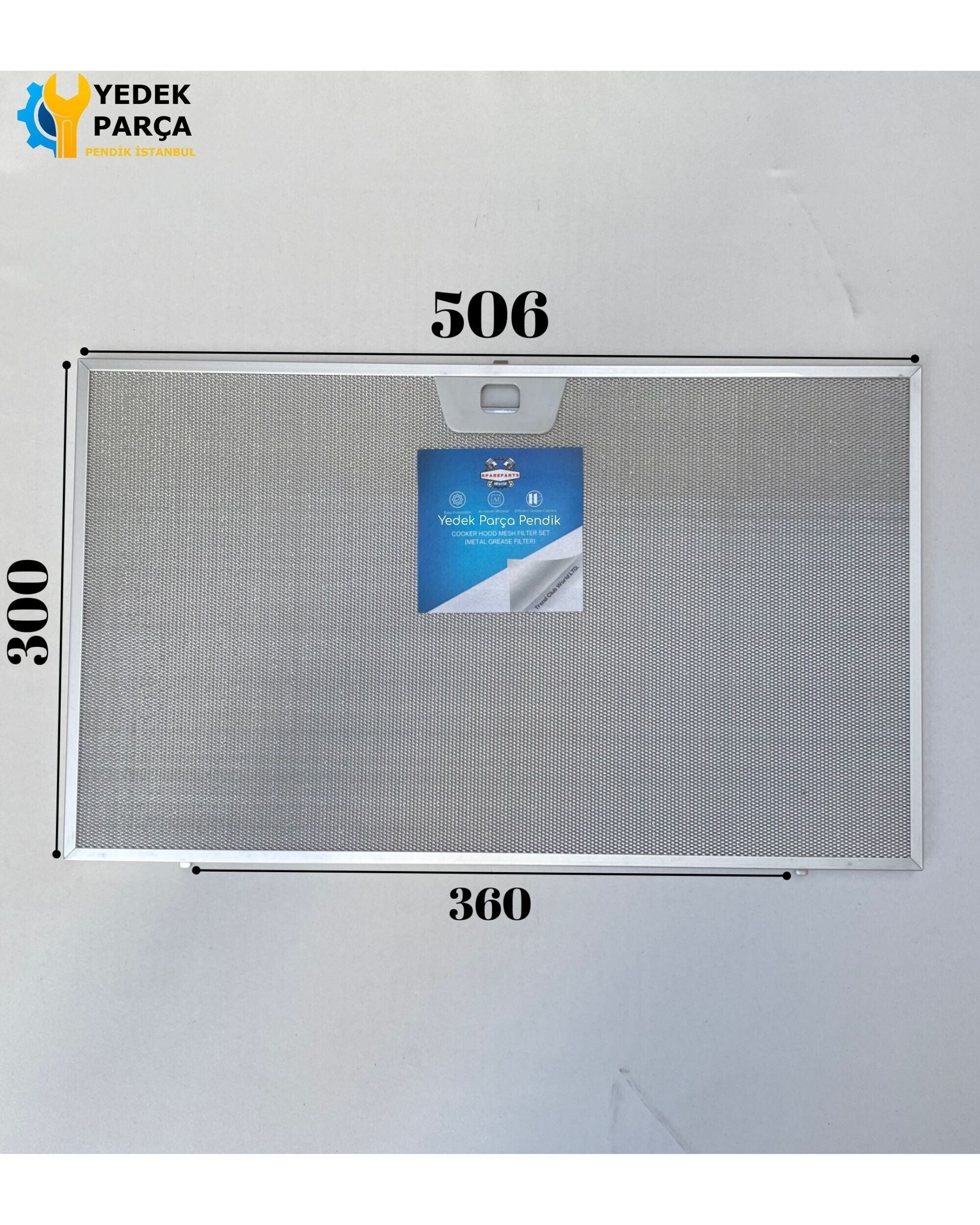506x300 mm | Aspiratör & Davlumbaz Tel Yağ Filtresi | Model: 00744829 - 133.0184.490 - 4055135349 | 50,6x30 cm