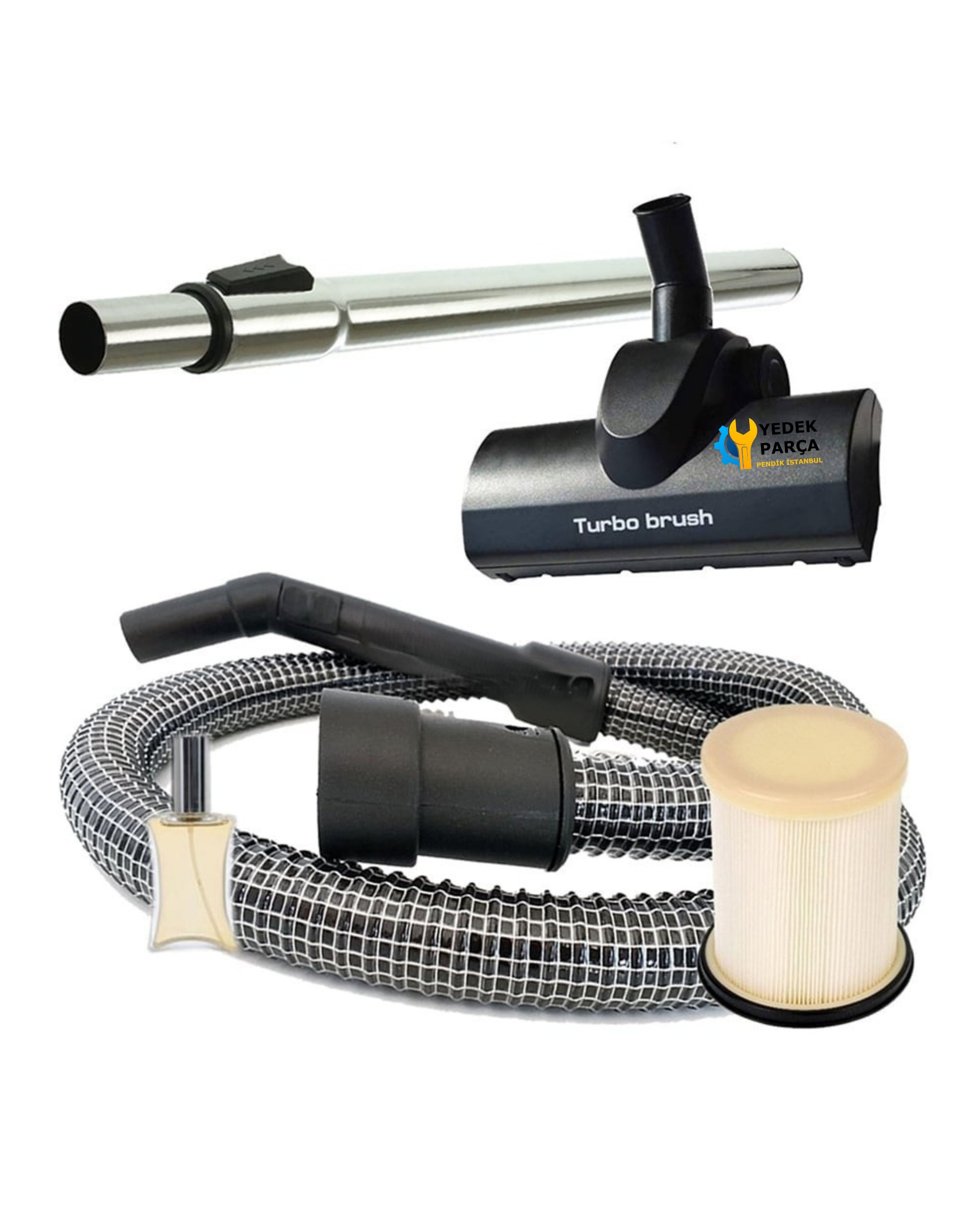 Arnica Uyumlu Hydra Süpürge Çelik Telli Hortumu Turbo Emici Başlık Boru Hediyeli