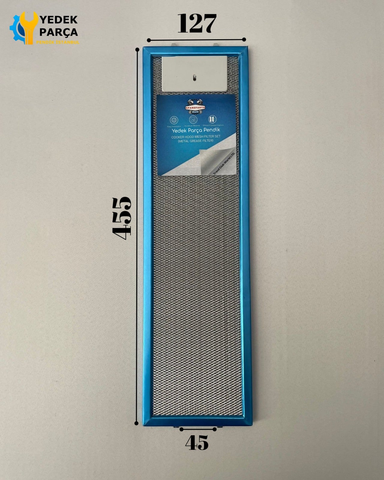 127x455 mm Aspiratör & Davlumbaz Tel Yağ Filtresi | 12,5x45,5 cm