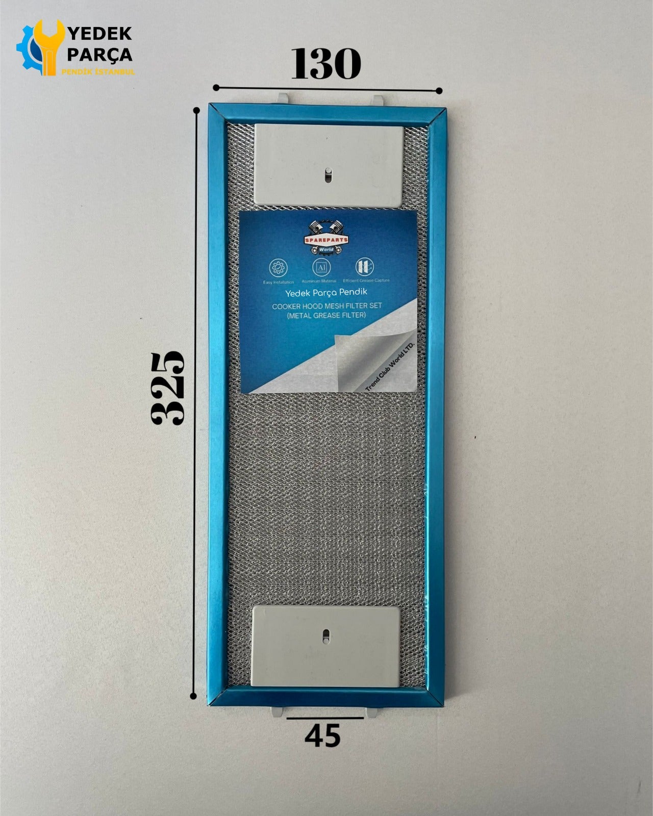 130x325 mm Aspiratör & Davlumbaz Tel Yağ Filtresi 13x32,5 cm