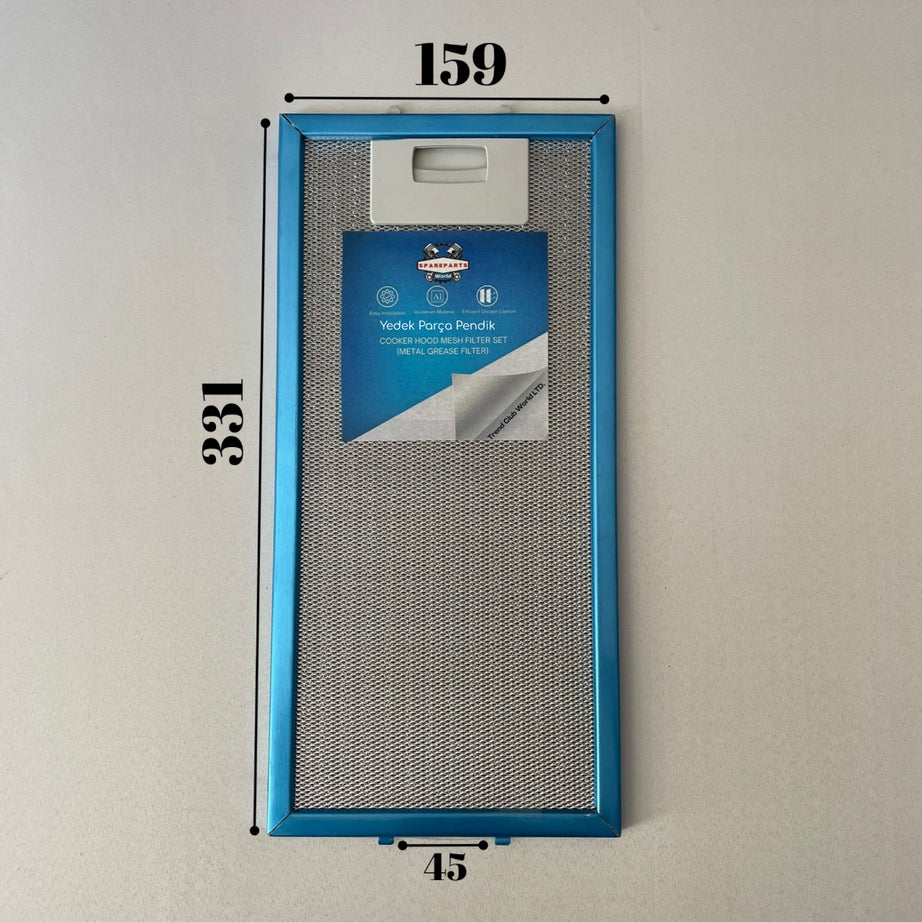 159x331 mm Aspiratör & Davlumbaz Tel Yağ Filtresi 15,9x33,1 cm