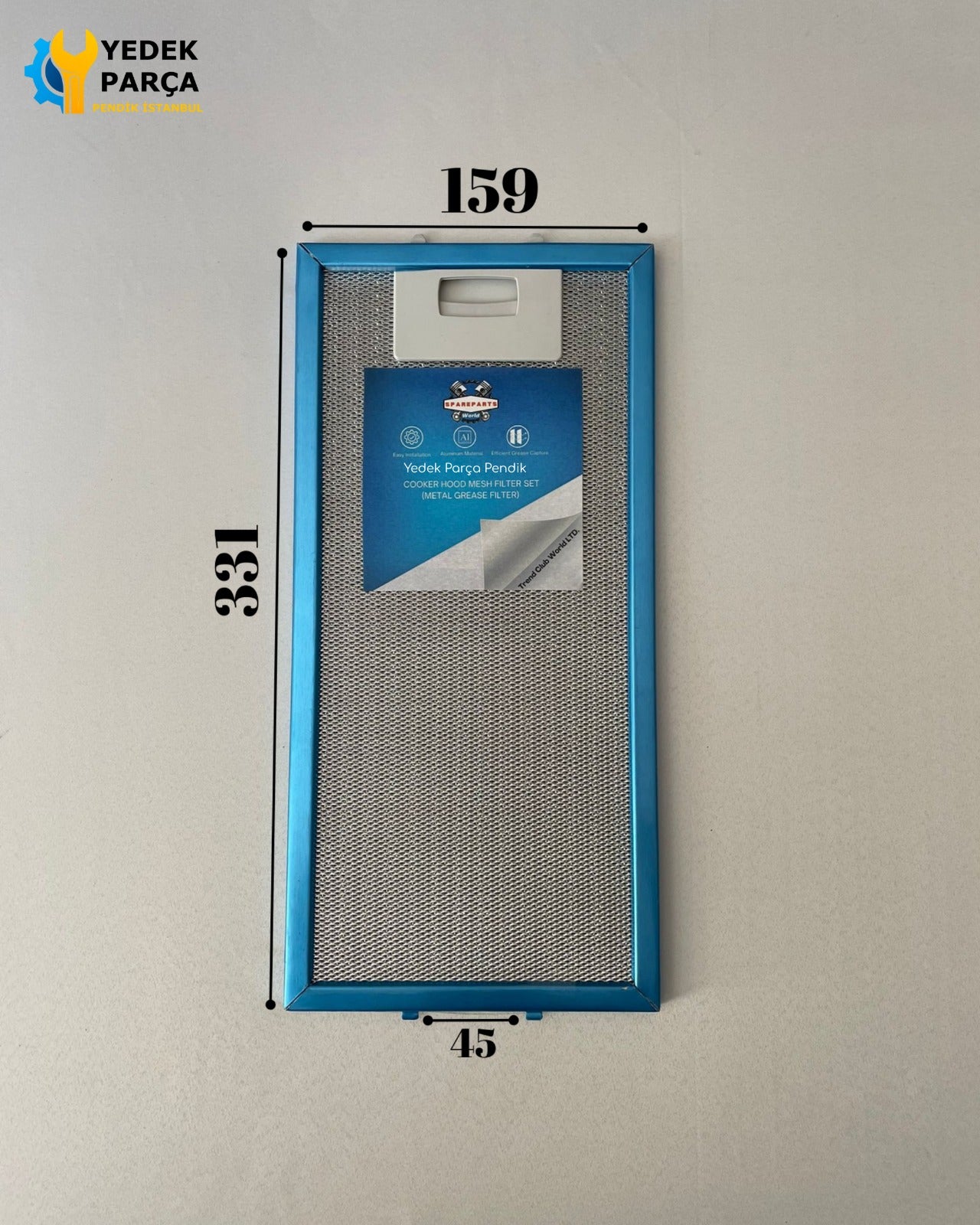 159x331 mm Aspiratör & Davlumbaz Tel Yağ Filtresi 15,9x33,1 cm