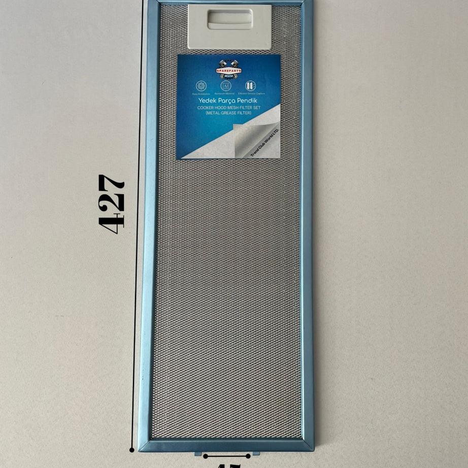 160x427 mm Aspiratör & Davlumbaz Tel Yağ Filtresi 16x42,7 cm