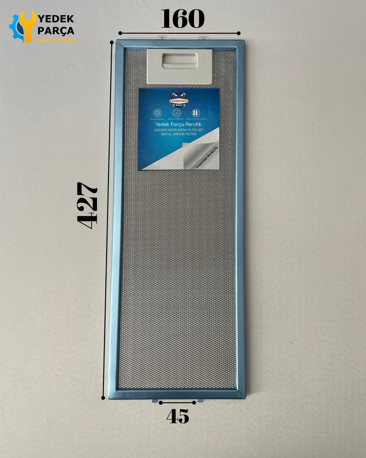 160x427 mm Aspiratör & Davlumbaz Tel Yağ Filtresi 16x42,7 cm