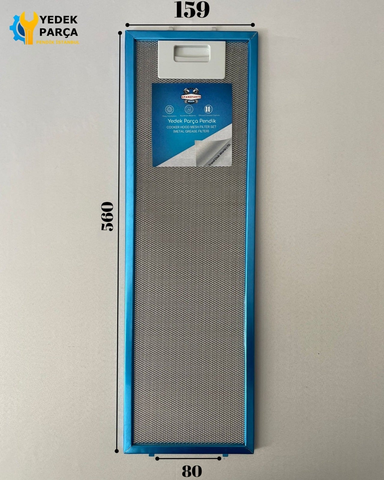 160x560 mm, Aspiratör & Davlumbaz Tel Yağ Filtresi, 16x56 cm