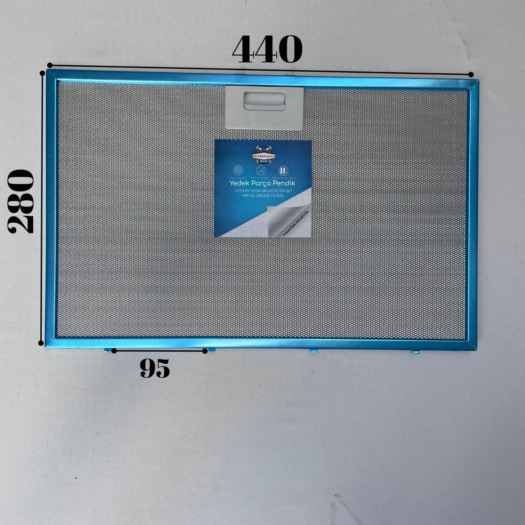Teka: TNC90 | CRISTAL | 440x280 mm | Aspiratör & Davlumbaz Tel Yağ Filtresi | Model: 81455031 | 44x28 cm
