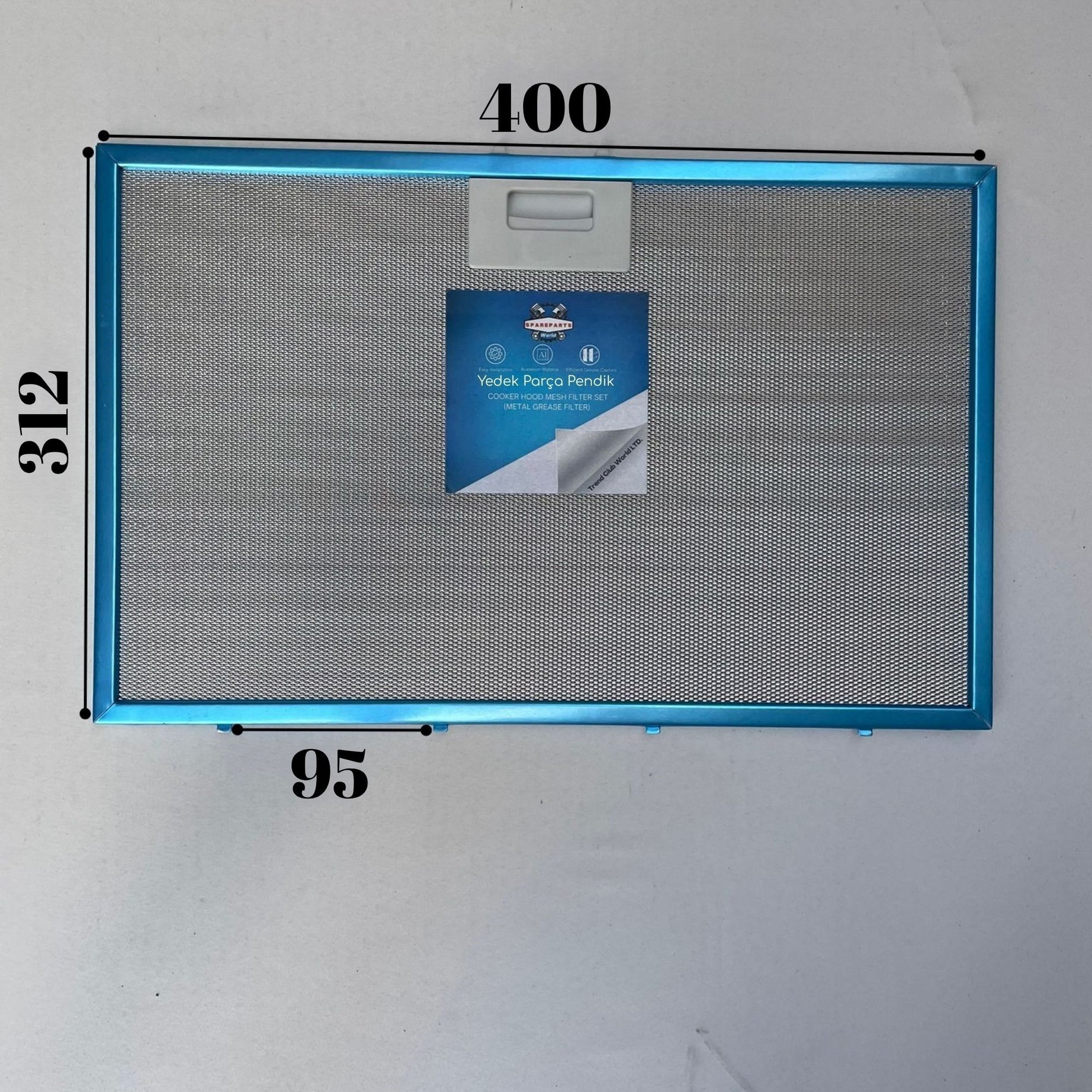 400x312 mm Aspiratör & Davlumbaz Tel Yağ Filtresi 40x31,2 cm