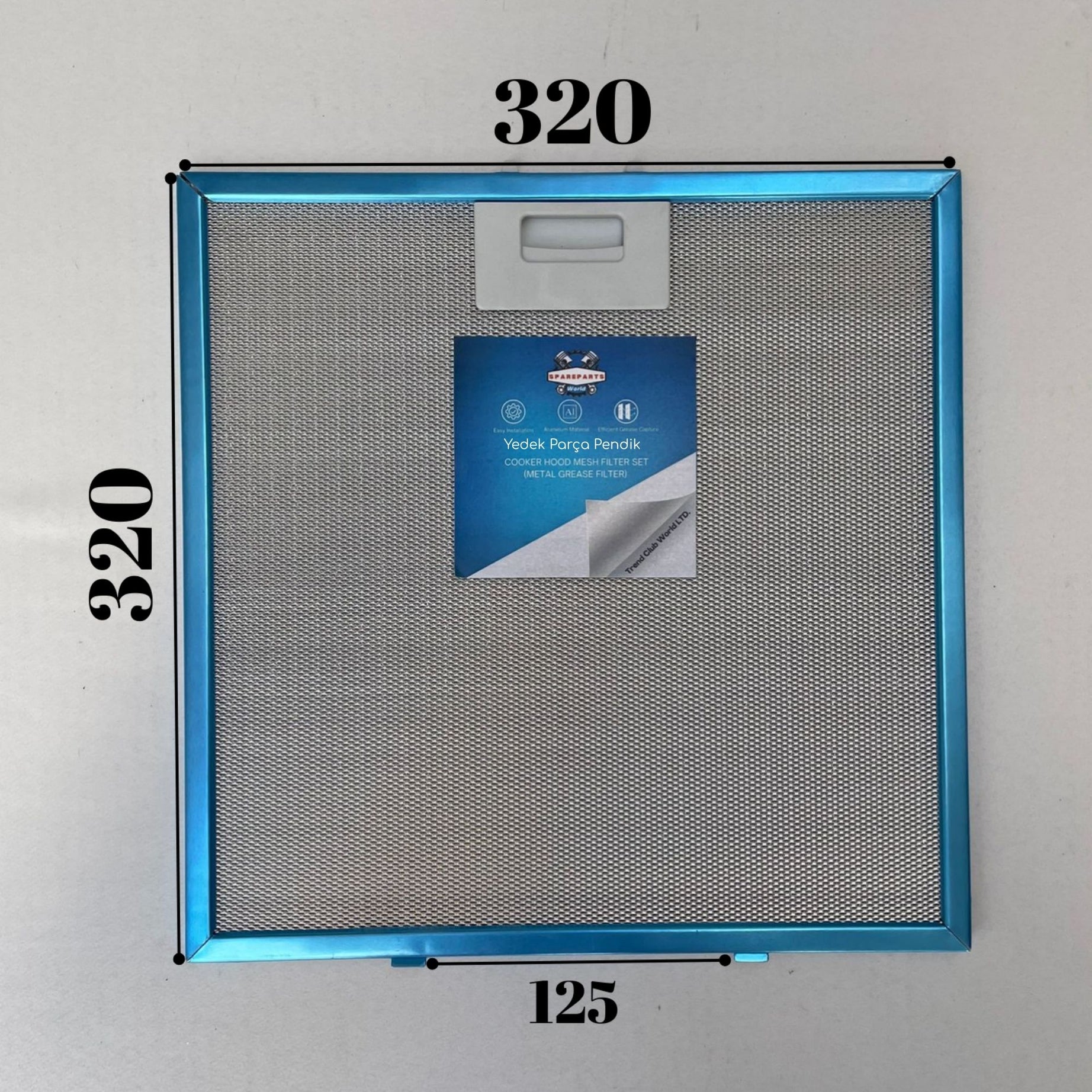 320x320 mm Aspiratör & Davlumbaz Tel Yağ Filtresi | Kalın Tırnak | 32x32 cm