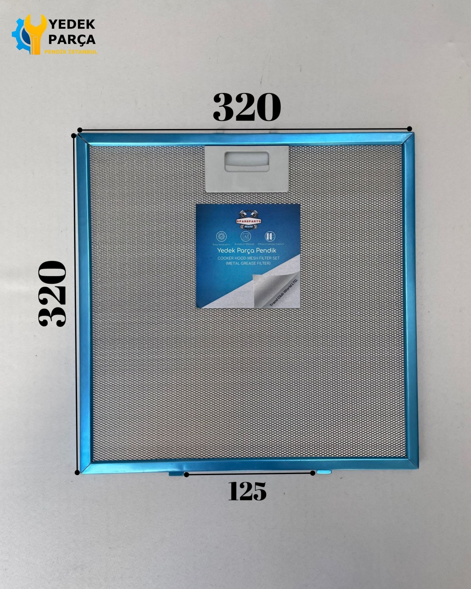 320x320 mm Aspiratör & Davlumbaz Tel Yağ Filtresi | Kalın Tırnak | 32x32 cm