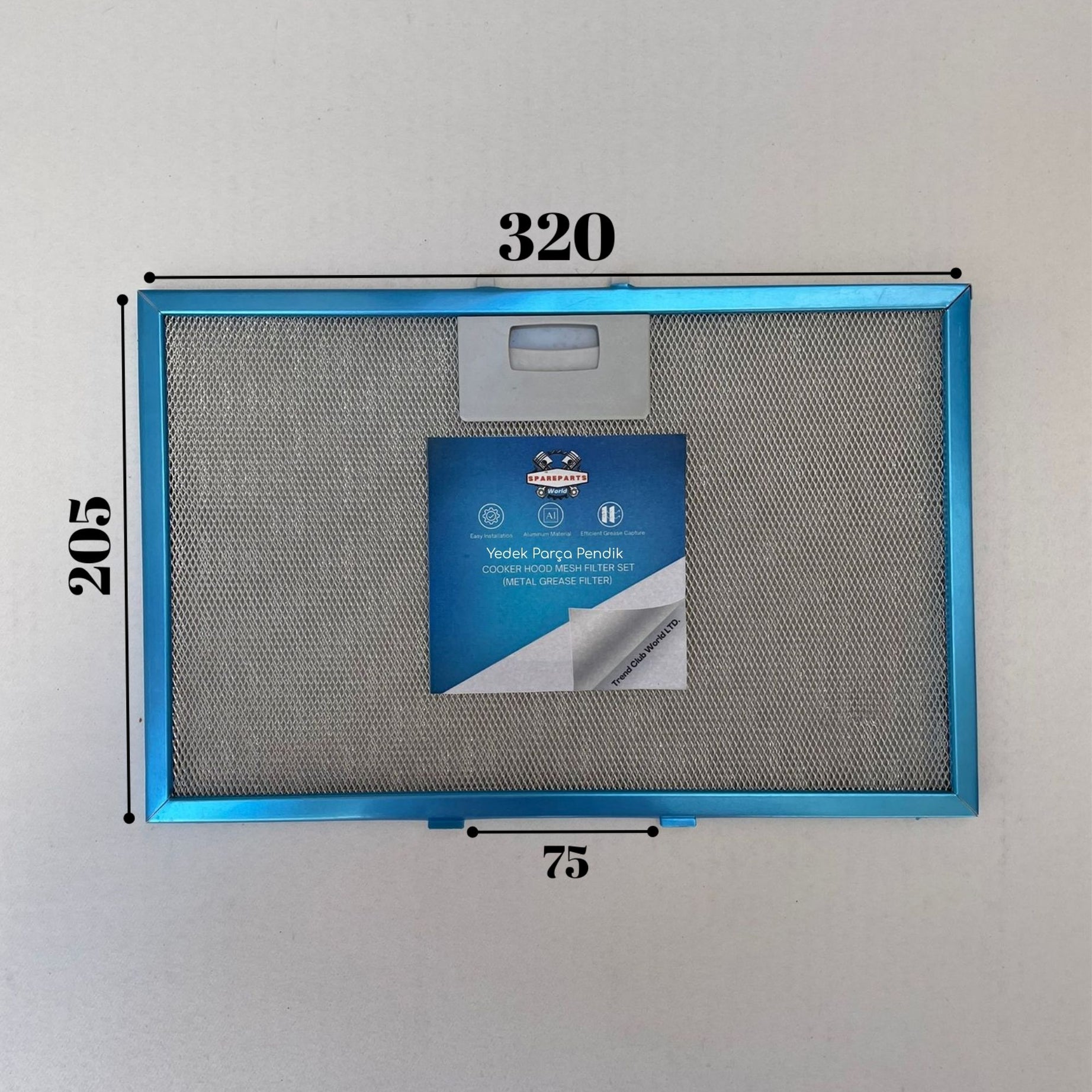 320x205 mm Aspiratör & Davlumbaz Tel Yağ Filtresi 32x20,5 cm