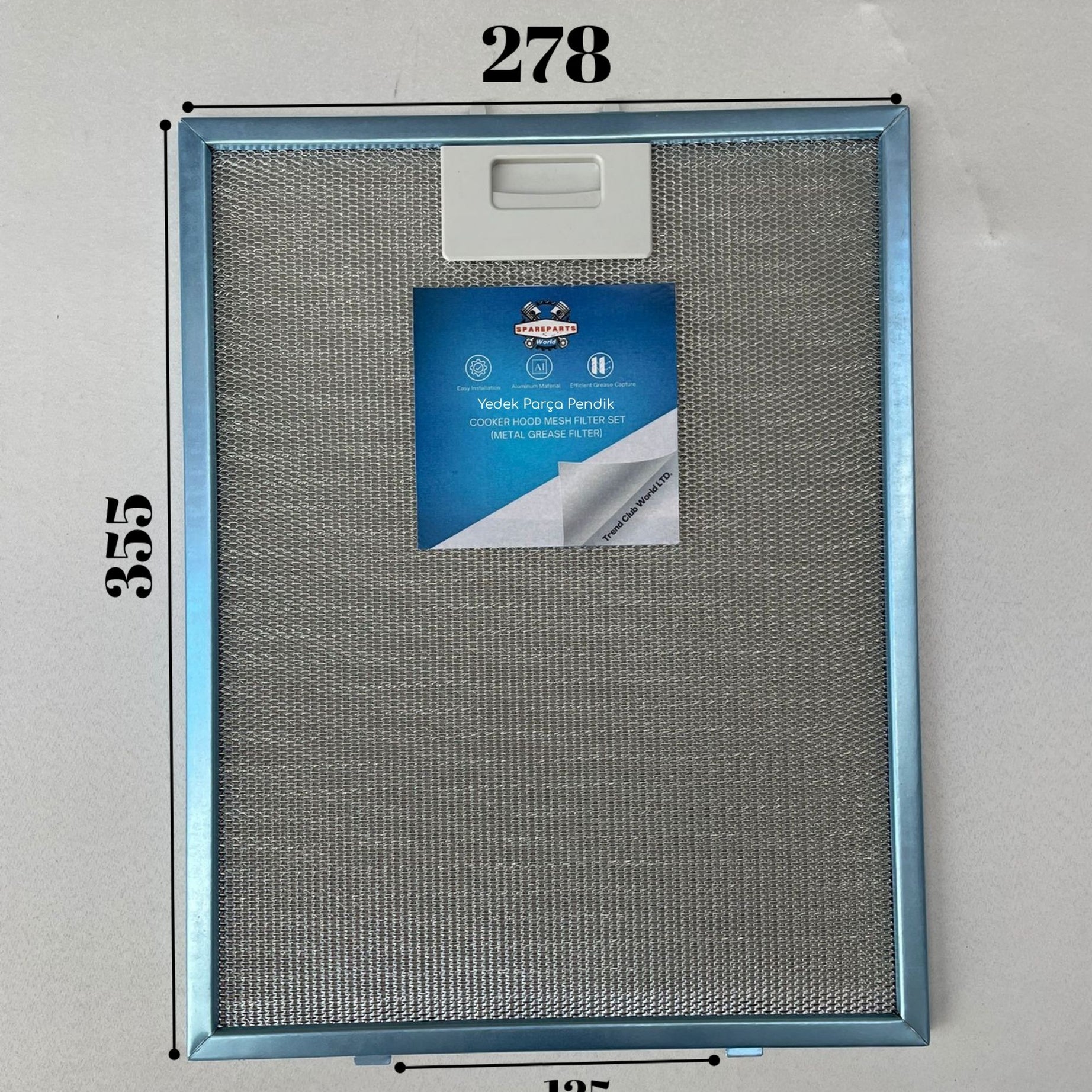 278x355 mm Aspiratör & Davlumbaz Tel Yağ Filtresi | Model: | 27,8x35,5 cm