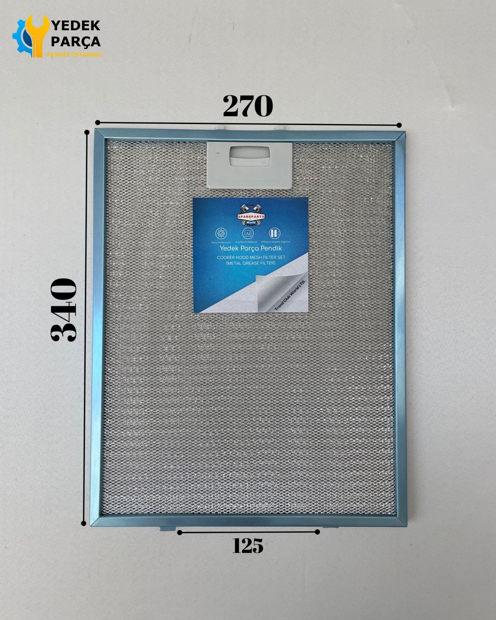 270x340 mm Aspiratör & Davlumbaz Tel Yağ Filtresi 27x34 cm