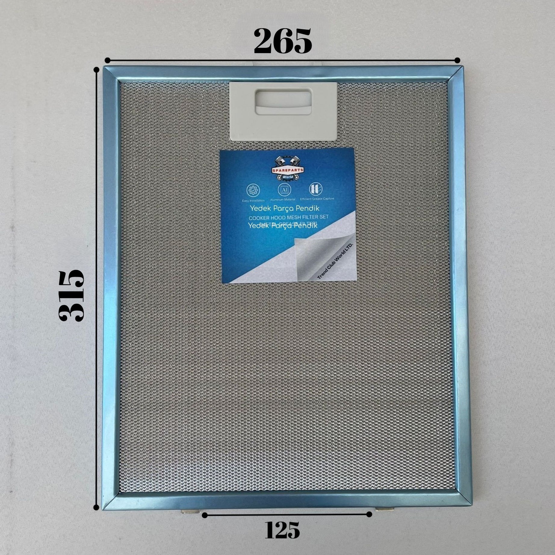 265x315 mm Aspiratör & Davlumbaz Tel Yağ Filtresi 26,5x31,5 cm