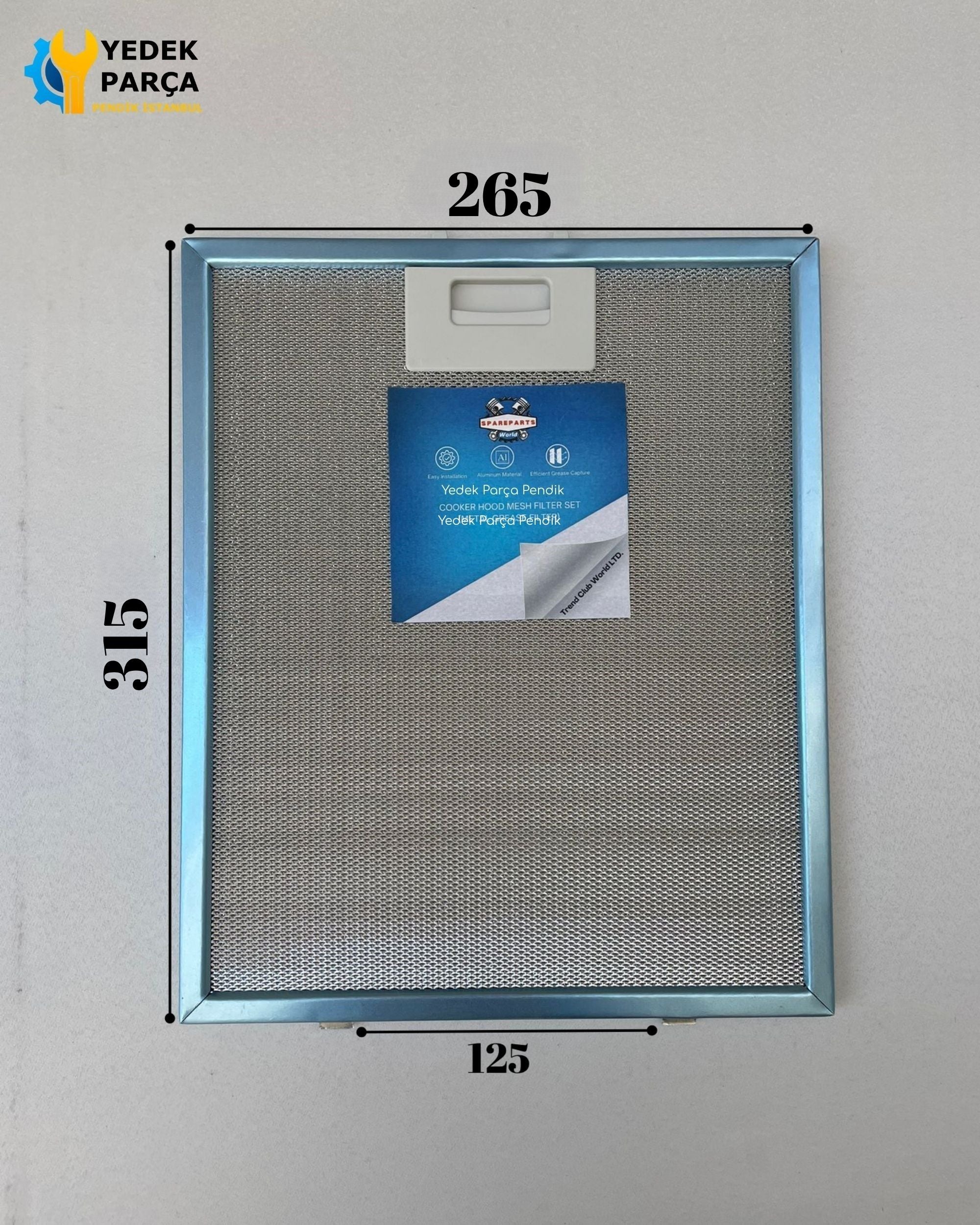 265x315 mm Aspiratör & Davlumbaz Tel Yağ Filtresi 26,5x31,5 cm