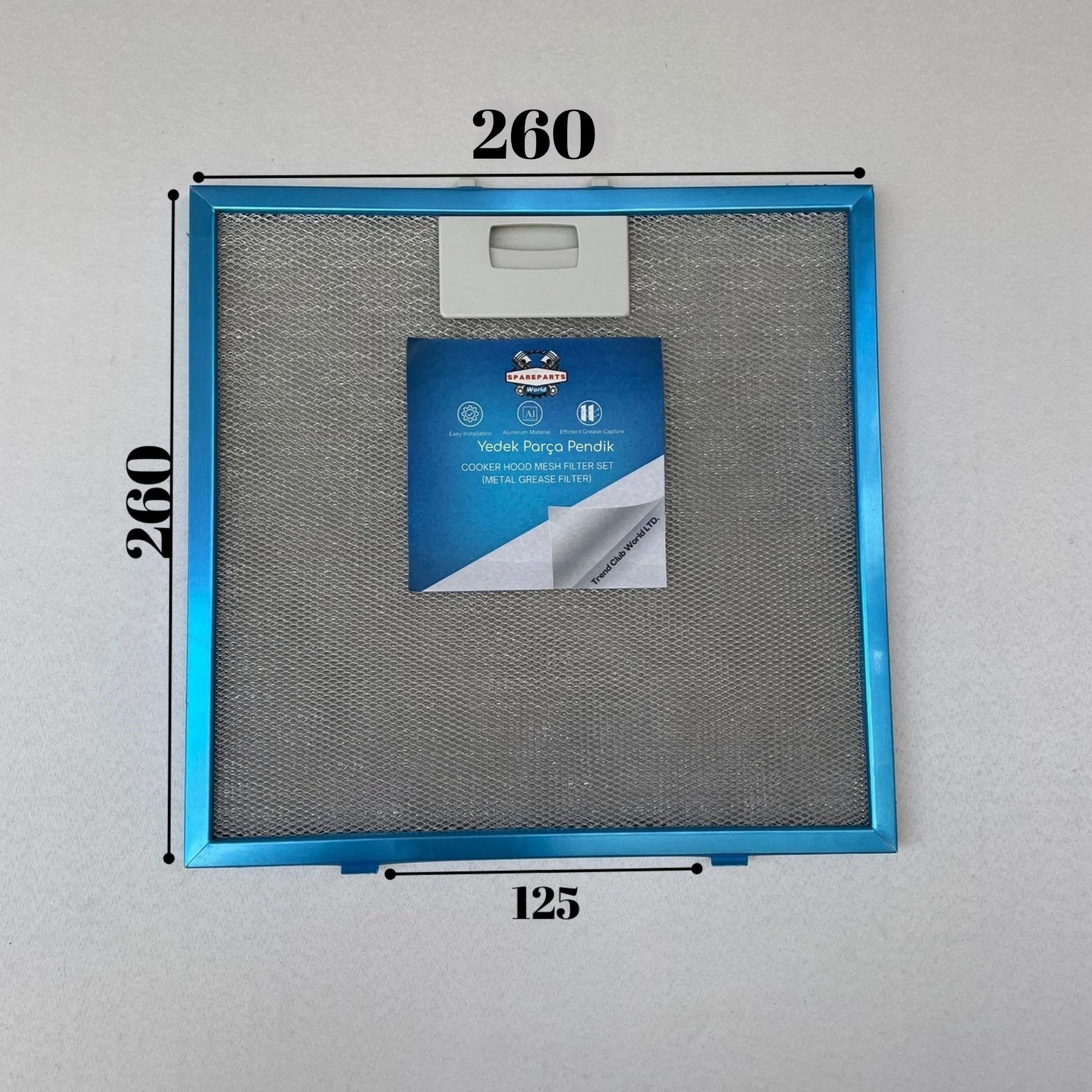 260x260 mm Aspiratör & Davlumbaz Tel Yağ Filtresi 26x26 cm