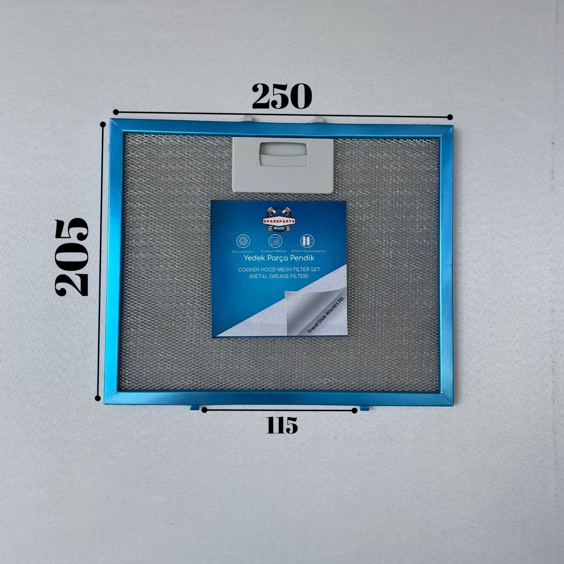 250x205 mm Aspiratör & Davlumbaz Tel Yağ Filtresi 25x20,5 cm