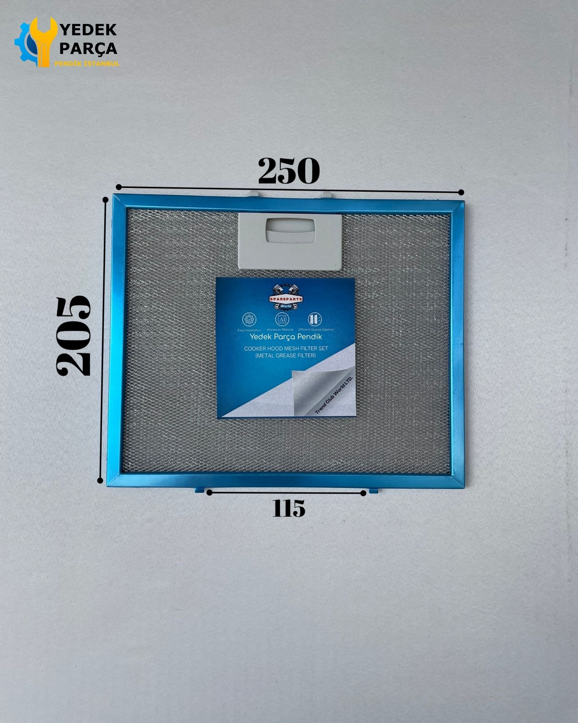 250x205 mm Aspiratör & Davlumbaz Tel Yağ Filtresi 25x20,5 cm