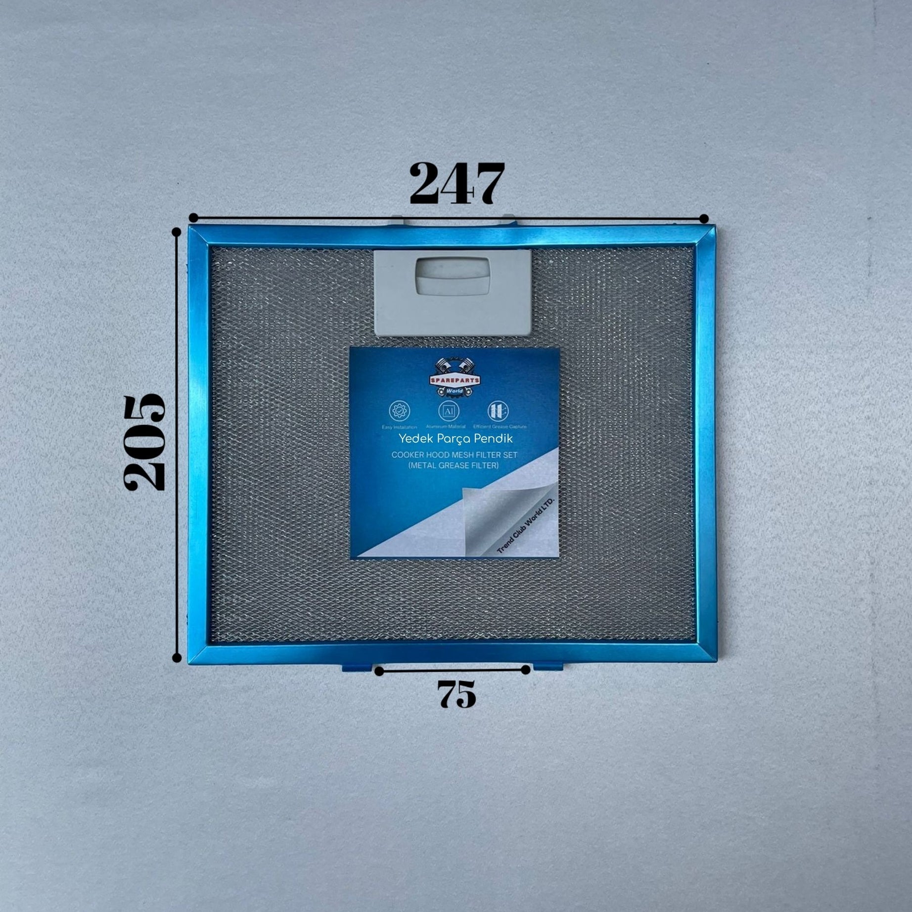 247x205 mm Aspiratör & Davlumbaz Tel Yağ Filtresi 24,7x20,5 cm