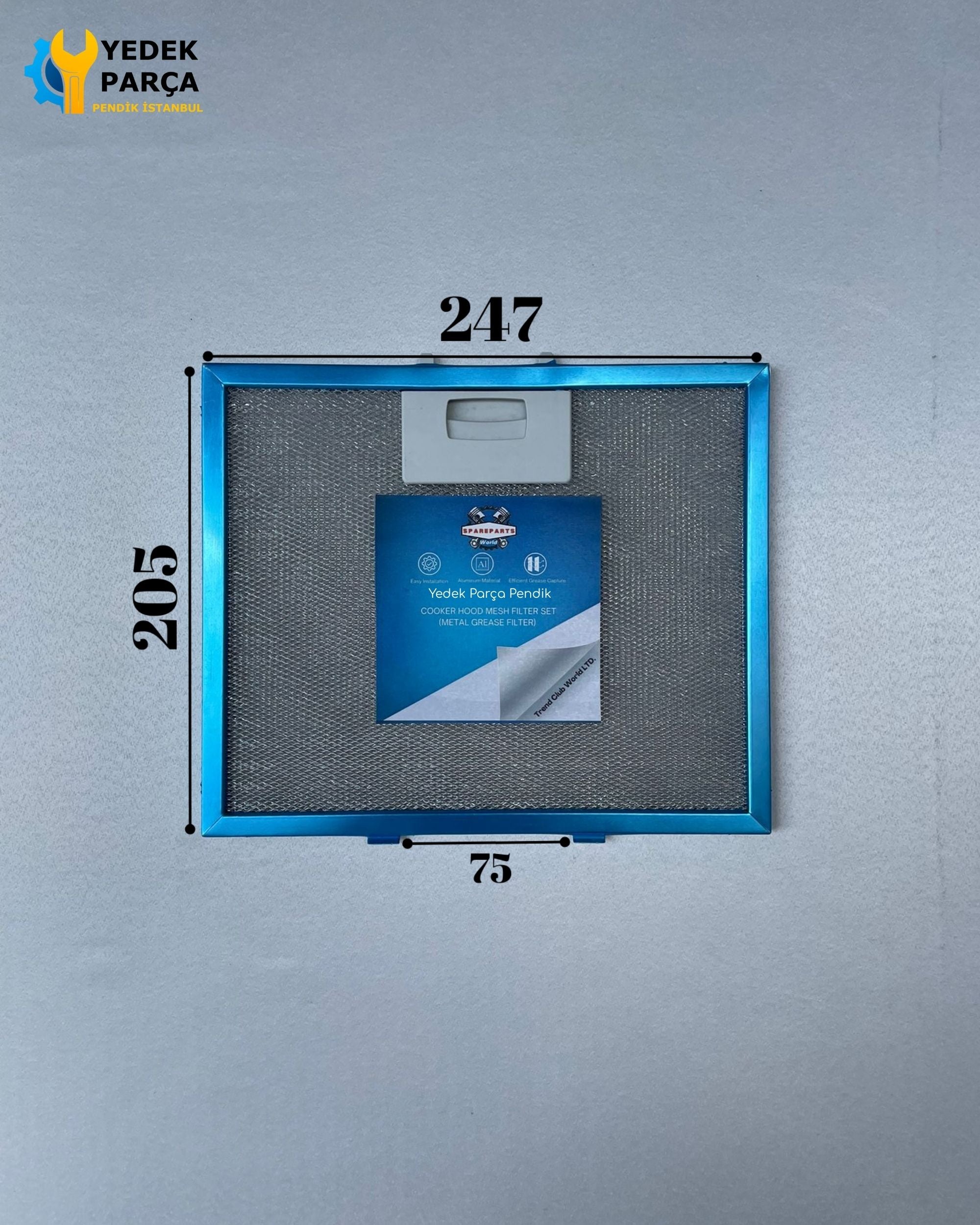 247x205 mm Aspiratör & Davlumbaz Tel Yağ Filtresi 24,7x20,5 cm