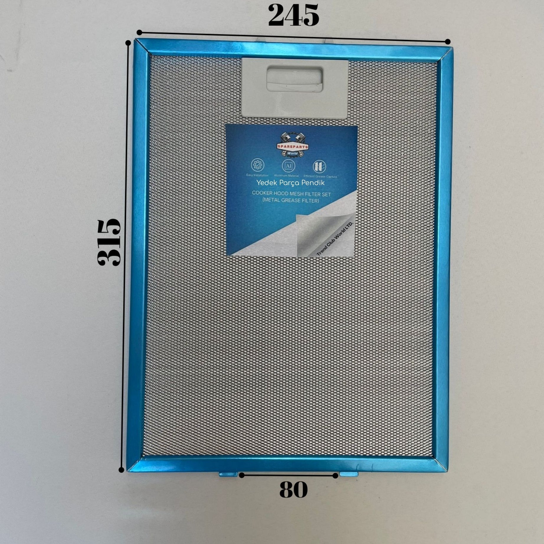 245x315 mm Aspiratör & Davlumbaz Tel Yağ Filtresi 24,5x31,5 cm