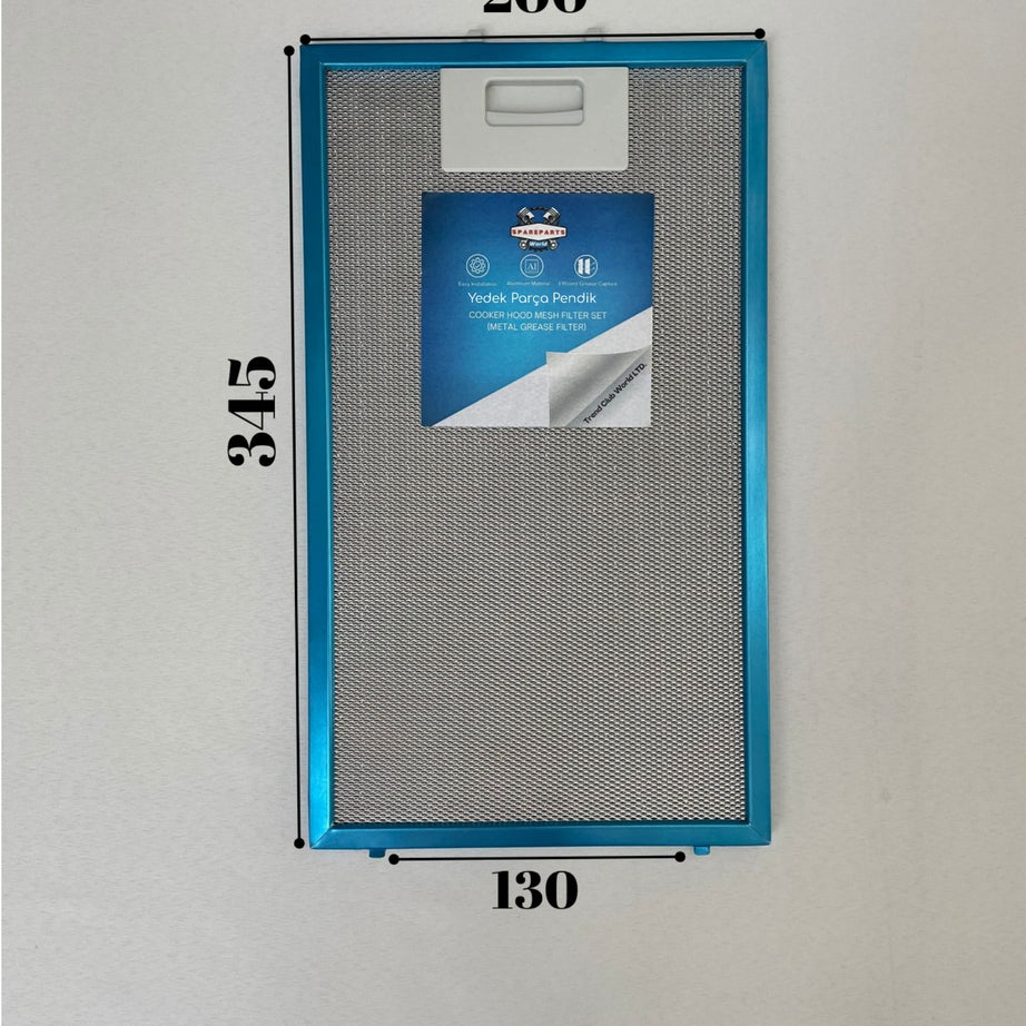 ESTY: 3460 | 200x345 mm | Aspiratör & Davlumbaz Tel Yağ Filtresi | Model: 11010157 - 9197059799 | 20x34,5 cm