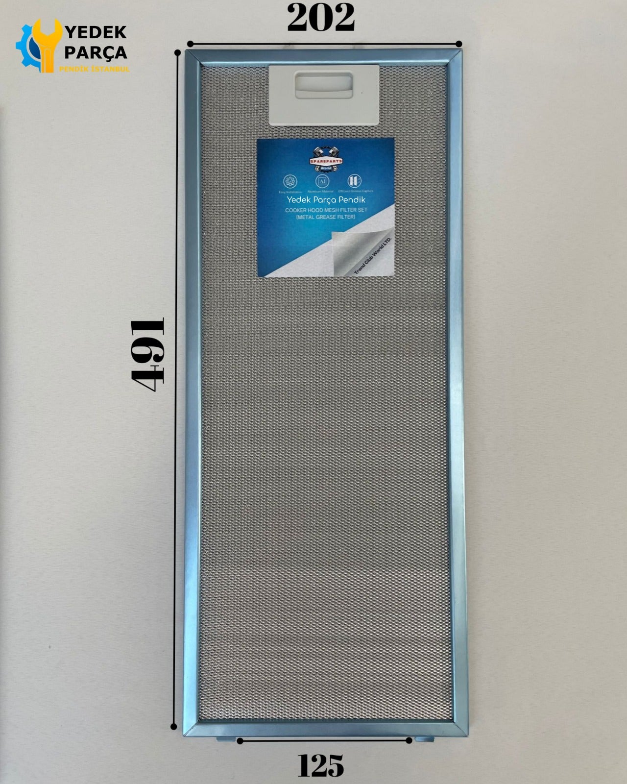 202x491 mm Aspiratör & Davlumbaz Tel Yağ Filtresi | Model: 316354346 | 20,2x49,1 cm