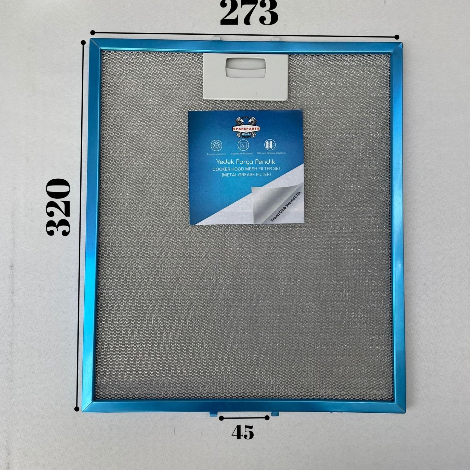 Arçelik: P40YIT | 273x320 mm | Aspiratör & Davlumbaz Tel Yağ Filtresi | Model: 129730007 | 27,3x32 cm
