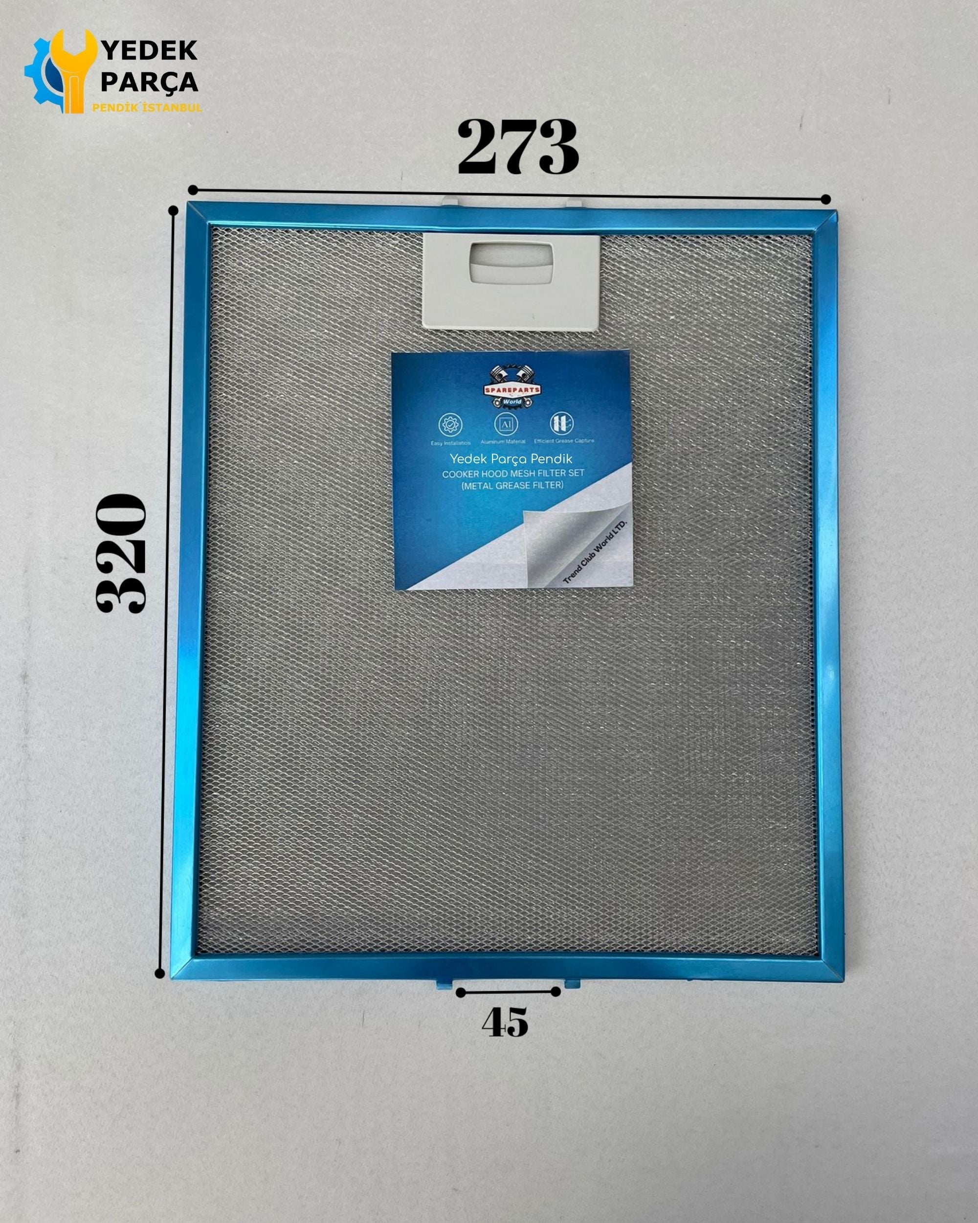 273x320 mm | Aspiratör & Davlumbaz Tel Yağ Filtresi | Model: 129730007 | 27,3x32 cm