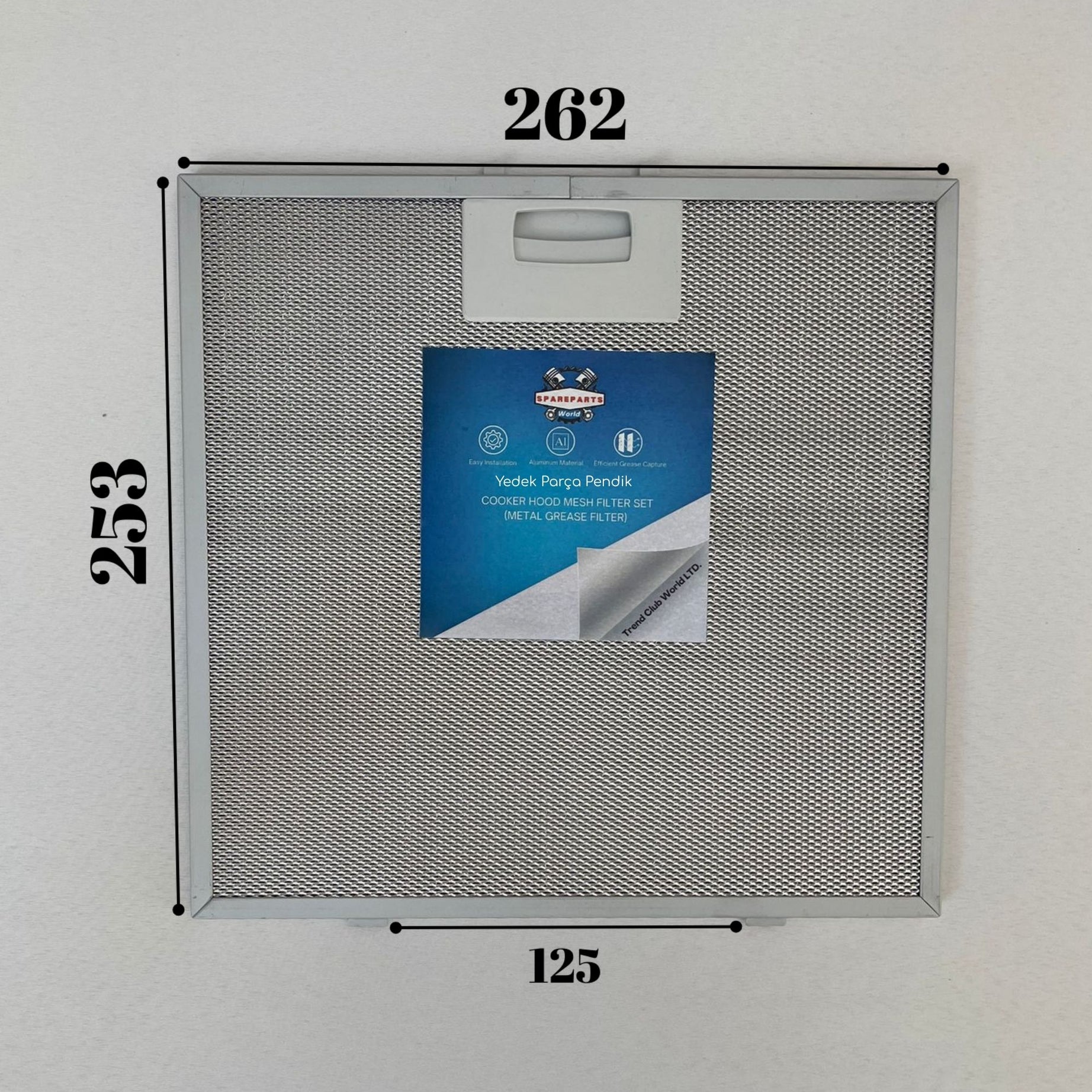 262x253 mm | Aspiratör & Davlumbaz Tel Yağ Filtresi | Model: V47006100 - YT142.2240.01 | 26,2x25,3 cm