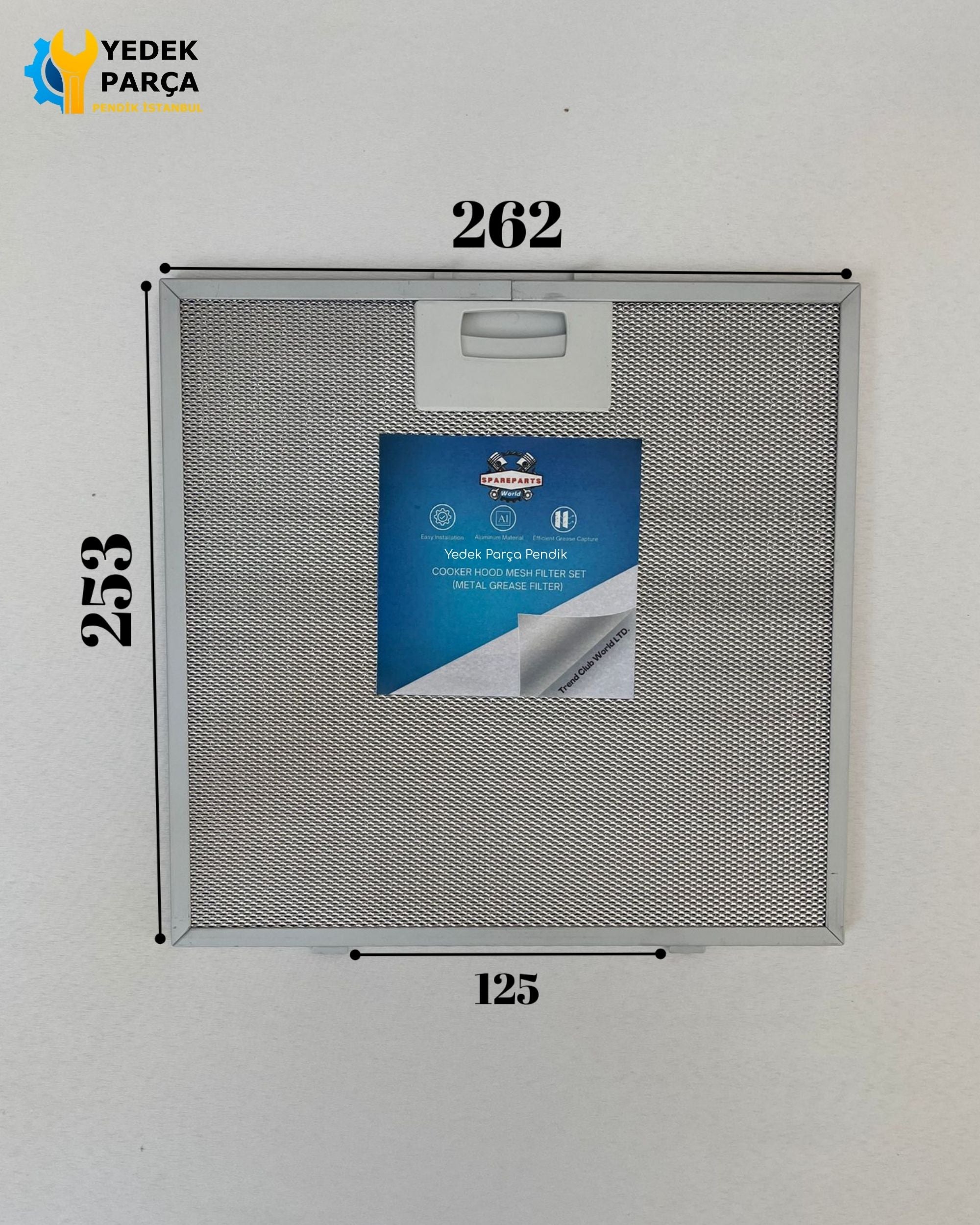 262x253 mm | Aspiratör & Davlumbaz Tel Yağ Filtresi | Model: V47006100 - YT142.2240.01 | 26,2x25,3 cm