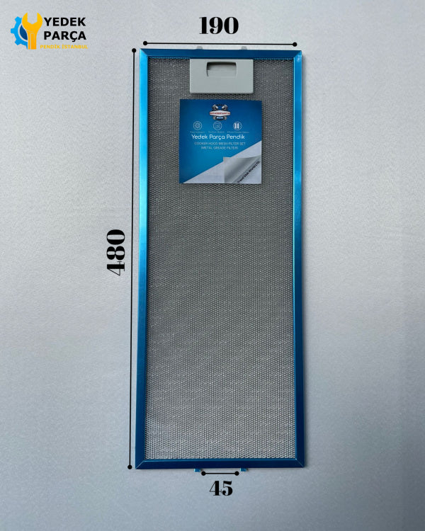190x480 mm Aspiratör & Davlumbaz Tel Yağ Filtresi 19x48 cm