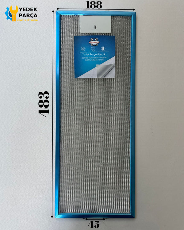 188x483 mm Aspiratör & Davlumbaz Tel Yağ Filtresi 18,8x48,3 cm
