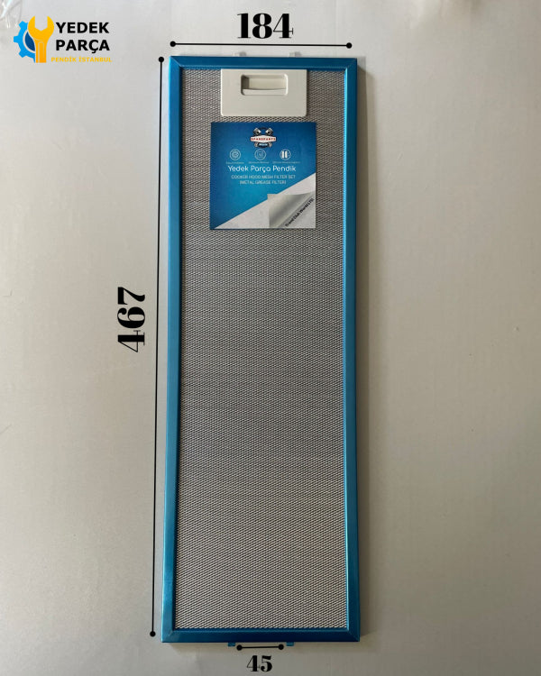 185x465 mm Aspiratör & Davlumbaz Tel Yağ Filtresi 18,5x46,5 cm