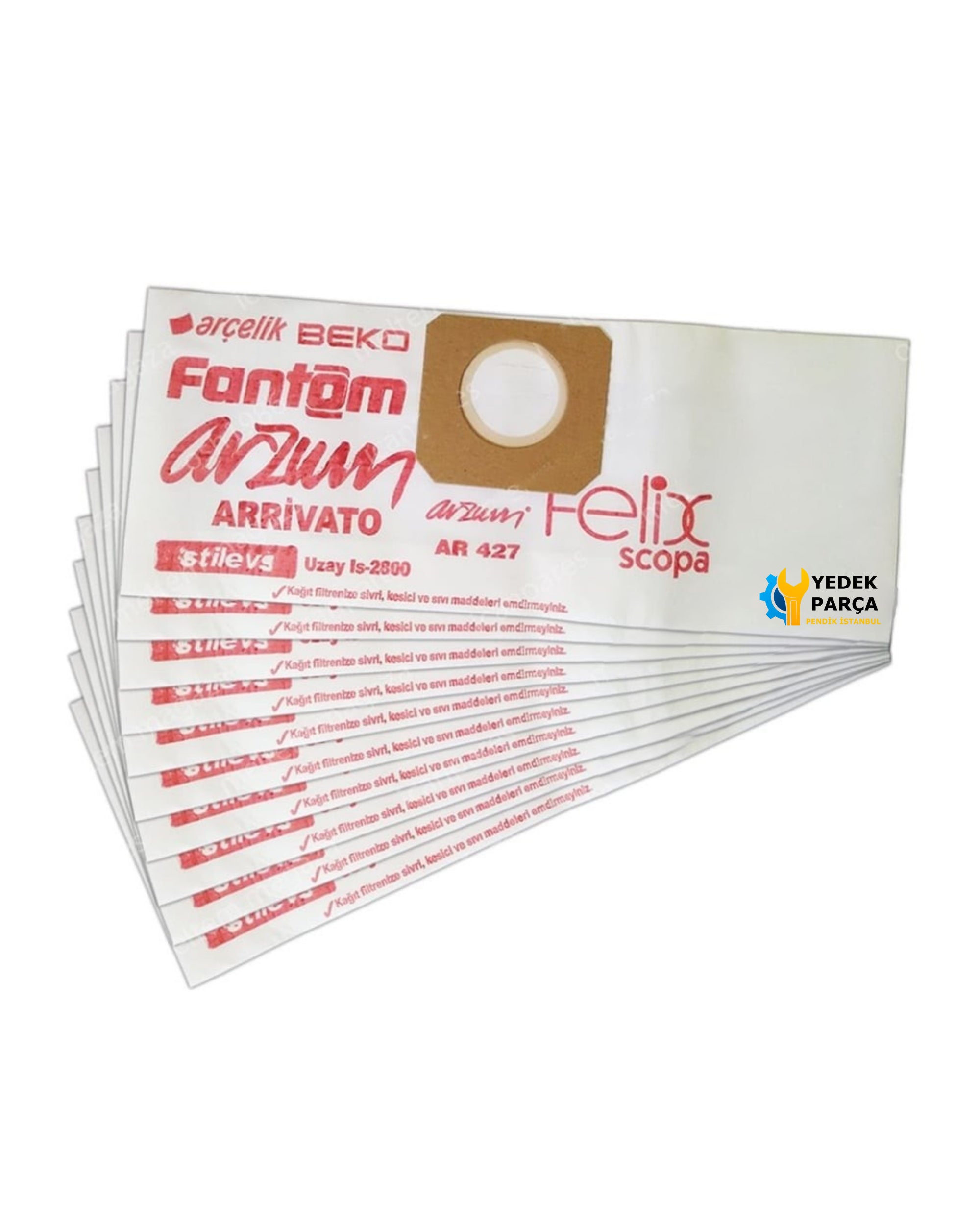 Fantom Uyumlu Universal WD 1750 Süpürge Kağıt Toz Torbası 10 Adet