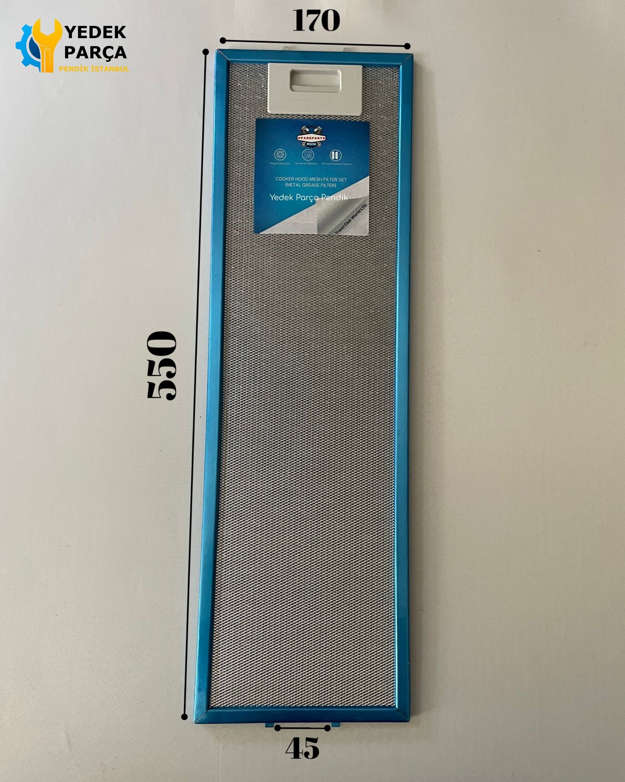 170x550 mm | Aspiratör & Davlumbaz Tel Yağ Filtresi | Model: 480122102186 | 17x55 cm