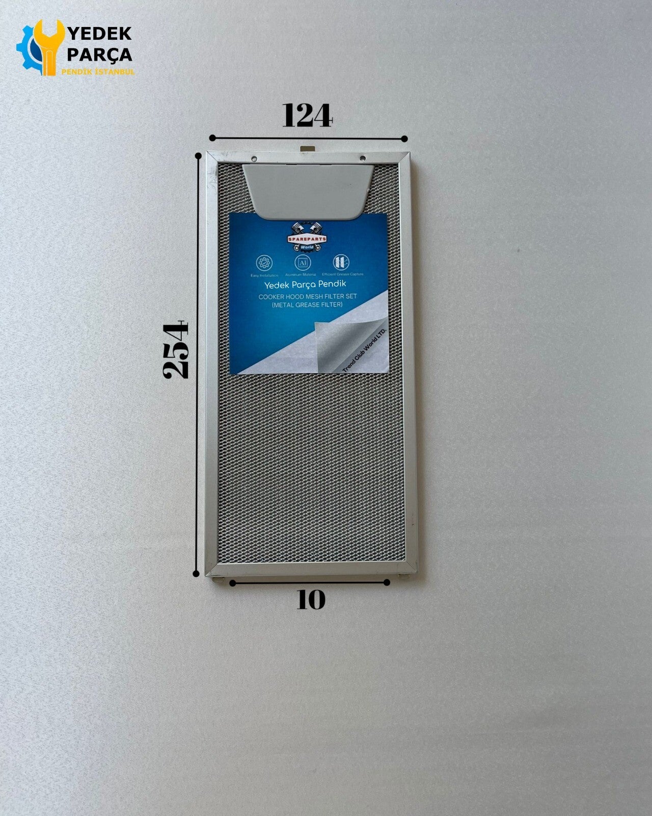 125x255 mm | Aspiratör & Davlumbaz Tel Yağ Filtresi | Model: 00746790 - 4055348199 - 133.0200.454 | 12,5x25,5 cm