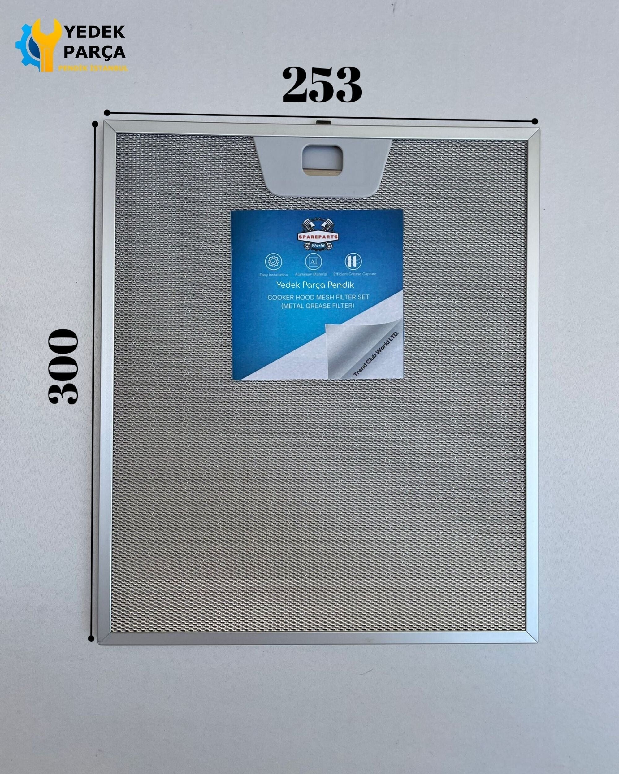 Electrolux: EFC90245X | 253x300 mm Aspiratör & Davlumbaz Tel Yağ Filtresi | Model: 00431222 - 50248271004 - 9189387004 | 25x30 cm