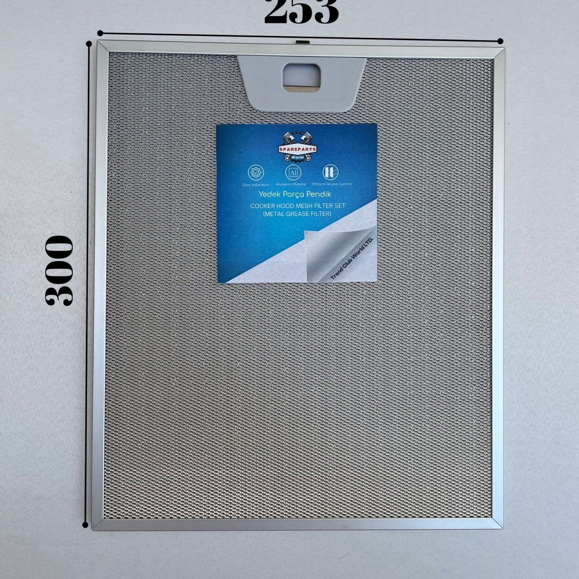 Electrolux: EFT520B | 253x300 mm Aspiratör & Davlumbaz Tel Yağ Filtresi | Model: 00431222 - 50248271004 - 9189387004 | 25x30 cm