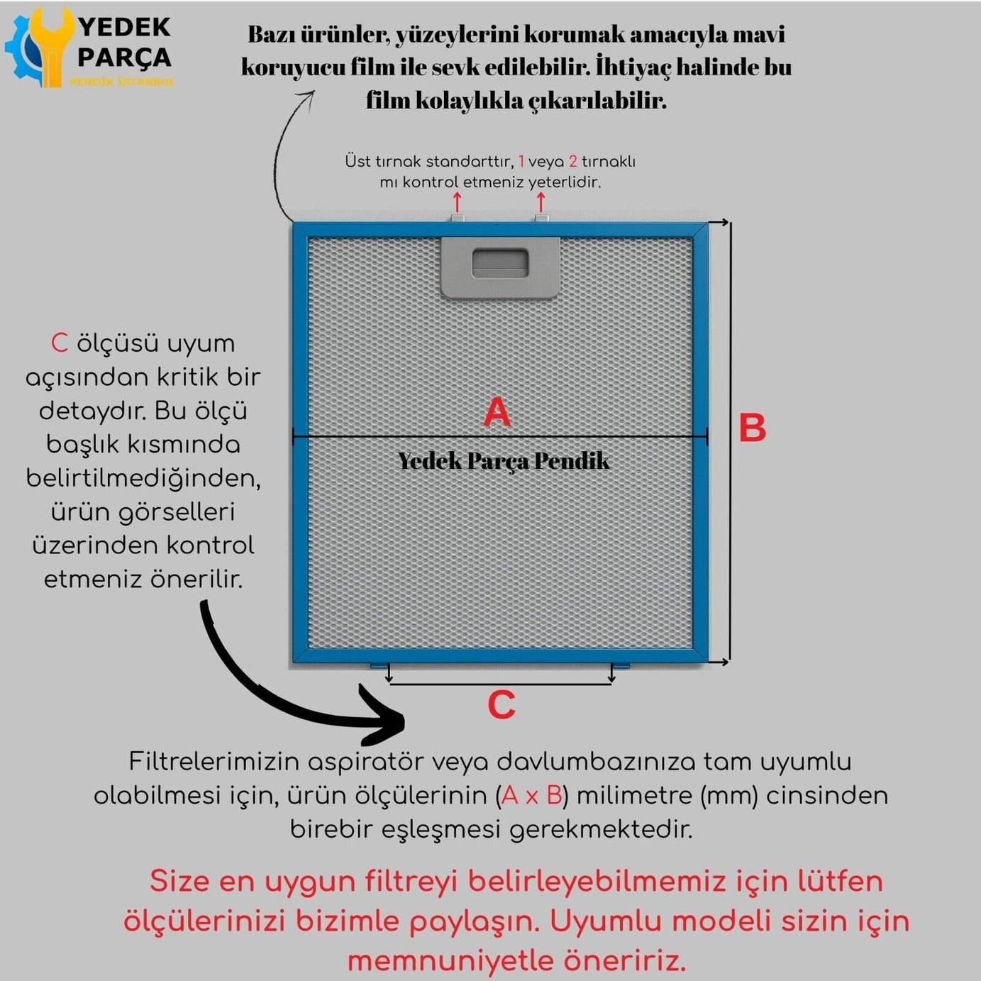 Beko: ADV5810 | 208x295 mm | Aspiratör & Davlumbaz Tel Yağ Filtresi | Model: 9188437001 | 20,8x29,5 cm