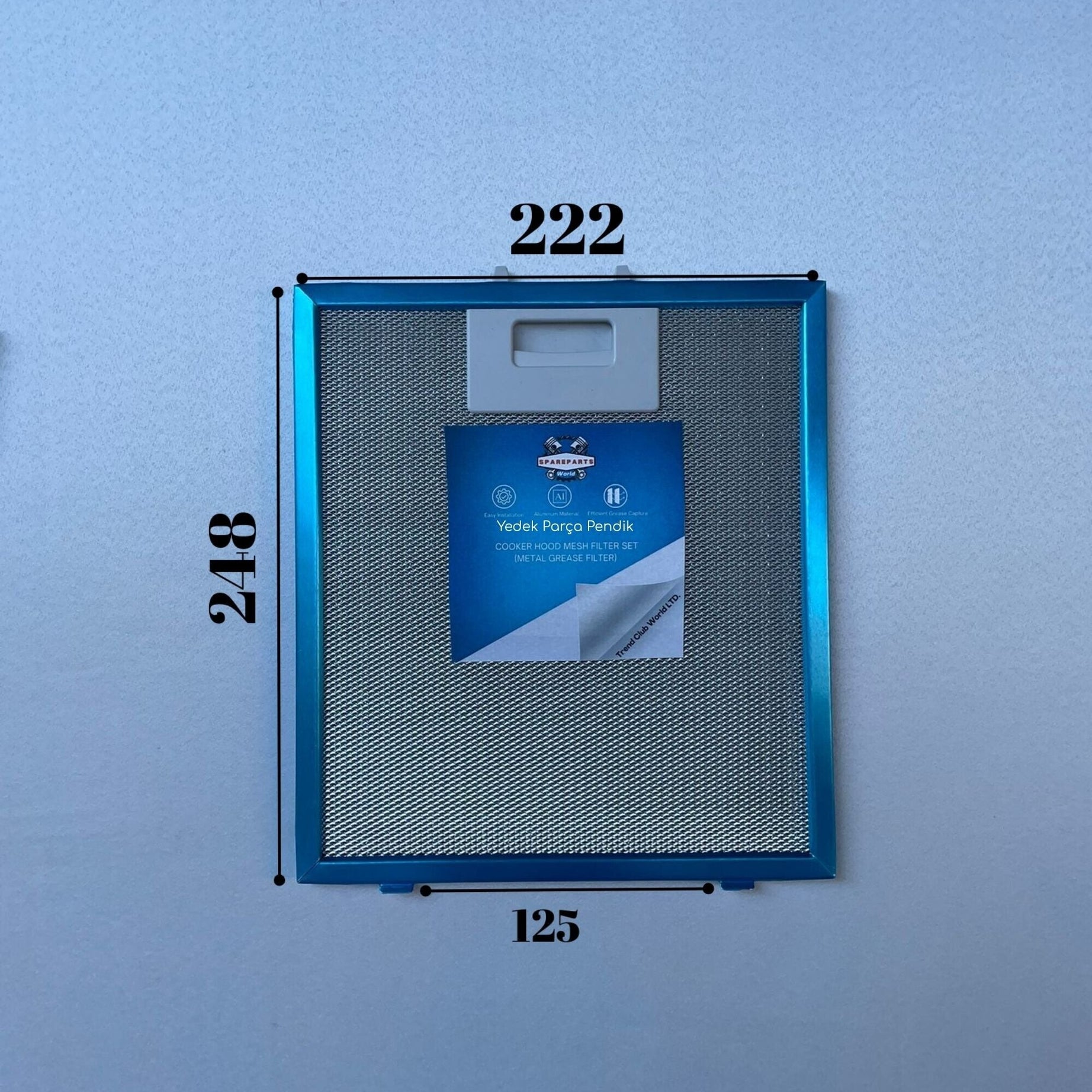 222x248 mm | Aspiratör & Davlumbaz Tel Yağ Filtresi | Model: 50299664008 - 482000031147 - C00344909 - 50299664008 | 22,2x24,8 cm