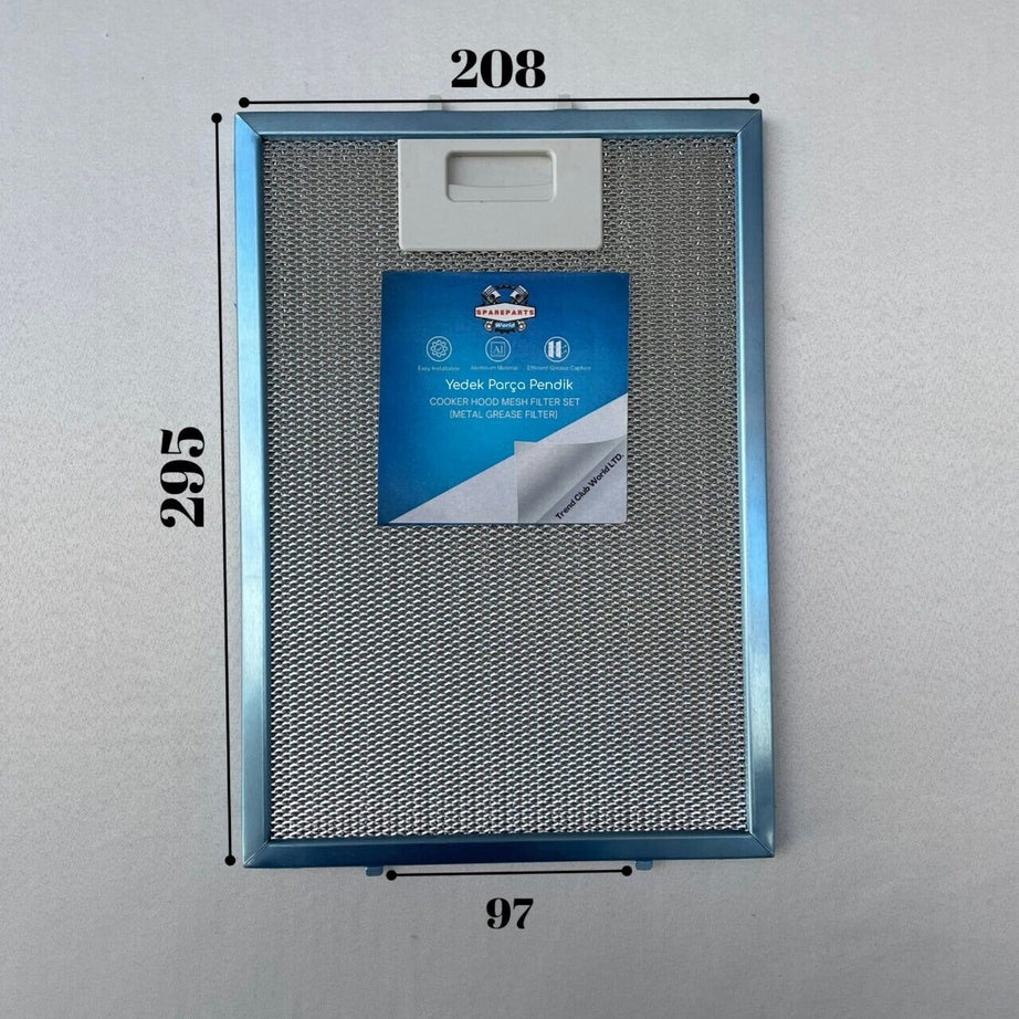 Arçelik: P29 | 208x295 mm | Aspiratör & Davlumbaz Tel Yağ Filtresi | Model: 9188437001 | 20,8x29,5 cm