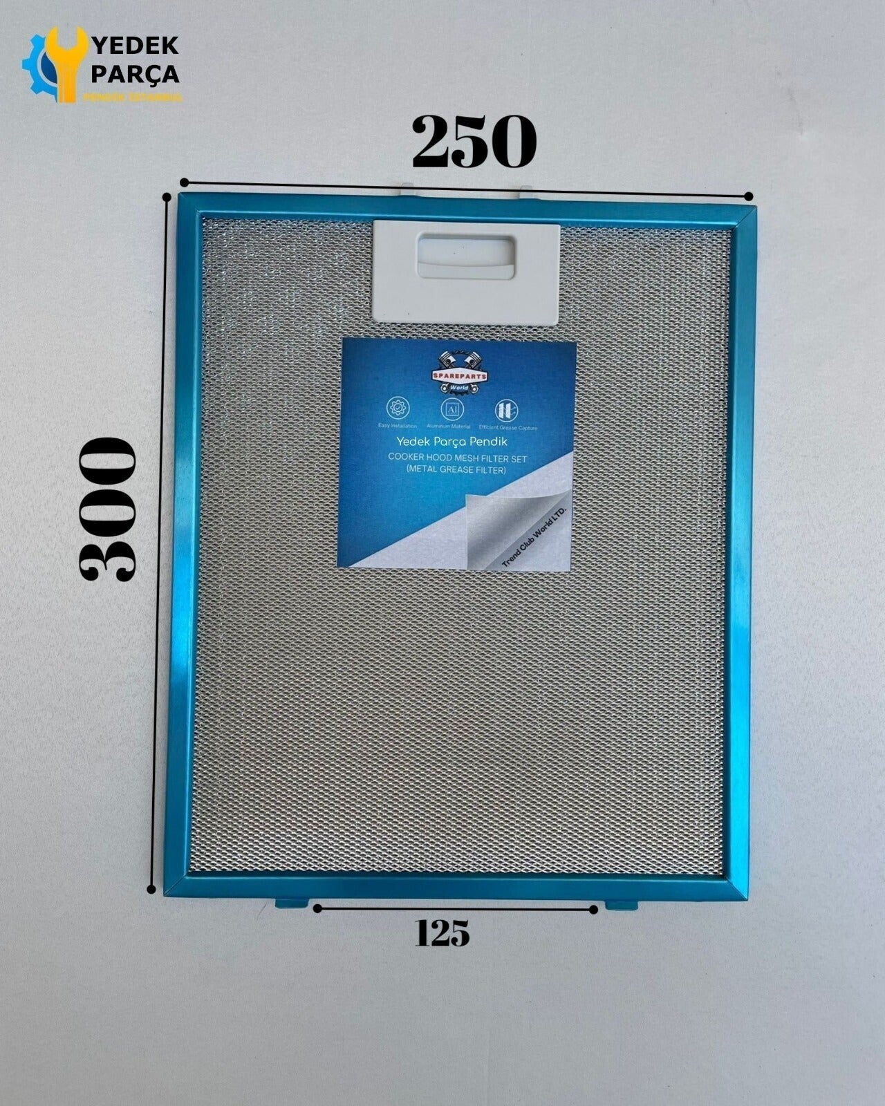 250x300 mm Aspiratör & Davlumbaz Tel Yağ Filtresi | Model: 012646 | 25x30 cm