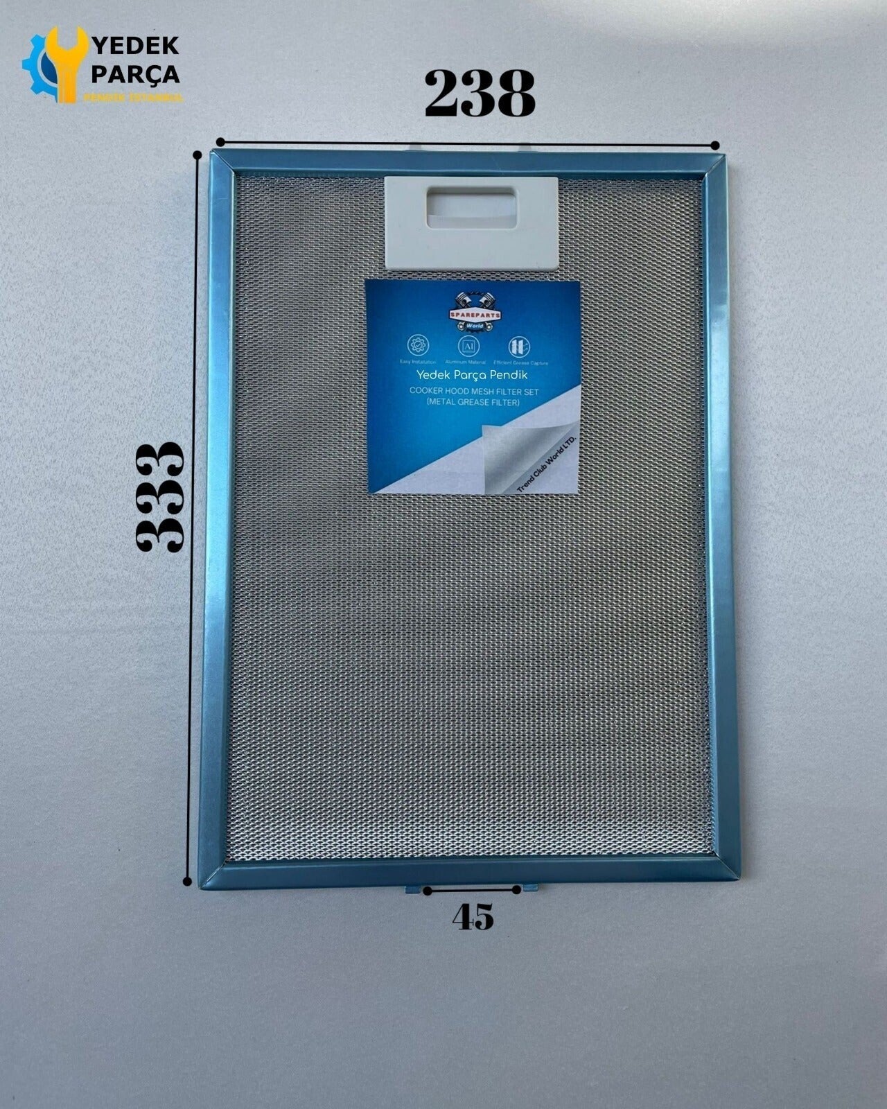 240x333 mm | Aspiratör & Davlumbaz Tel Yağ Filtresi | Model: YY87X6378 | 24x33,3 cm