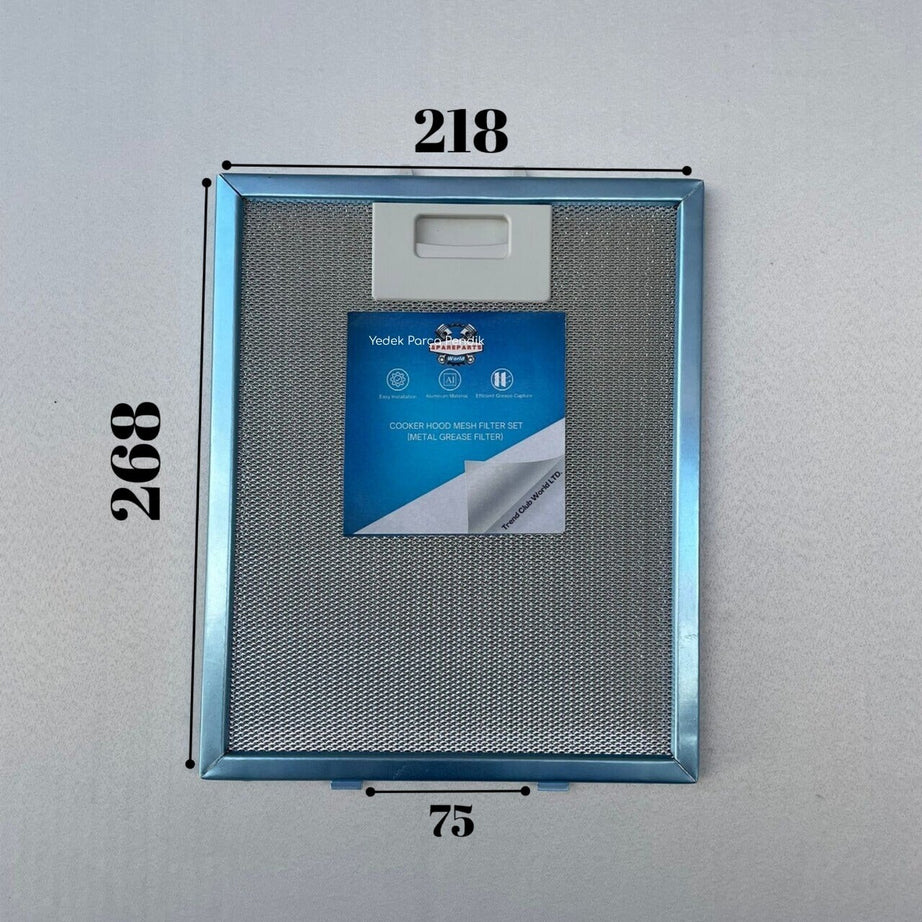 218x268 mm | Aspiratör & Davlumbaz Tel Yağ Filtresi | Model: 00449421| 21,8x26,8 cm