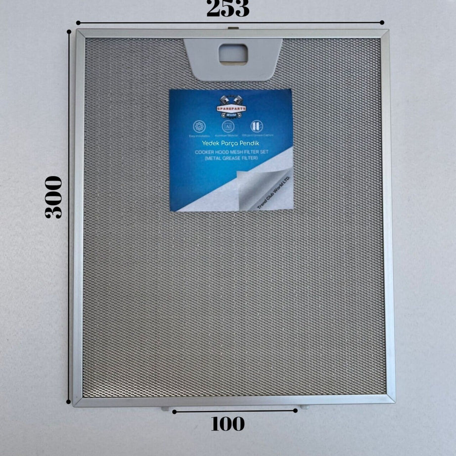 Arçelik: P27YB | 253x300 mm Aspiratör & Davlumbaz Tel Yağ Filtresi | Model: 11013941 - 4055081220 - 9197062495 | 25,3x30 cm